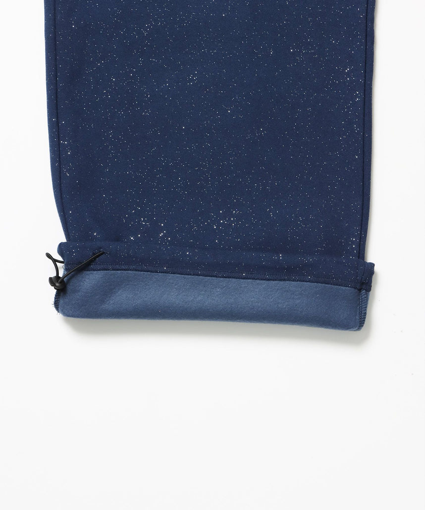 SQNZ GLITTER SWEAT PANTS / グリッター ラインストーン スウェットパンツ ドローコード 裏起毛 【セットアップ着用可】 ダークネイビー