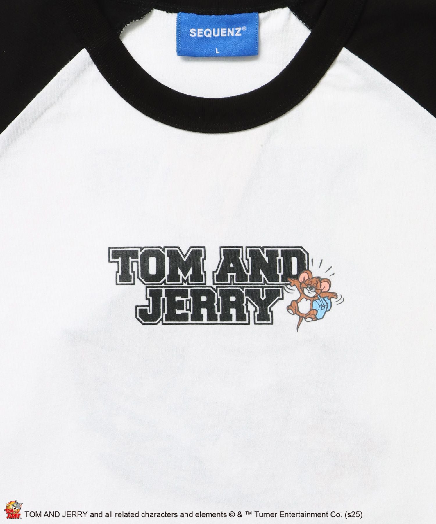 TJ HEART VINTAGE RAGLAN TEE / トムとジェリー ラグランTシャツ 長袖 クルーネック プリント 刺繍 ブラック