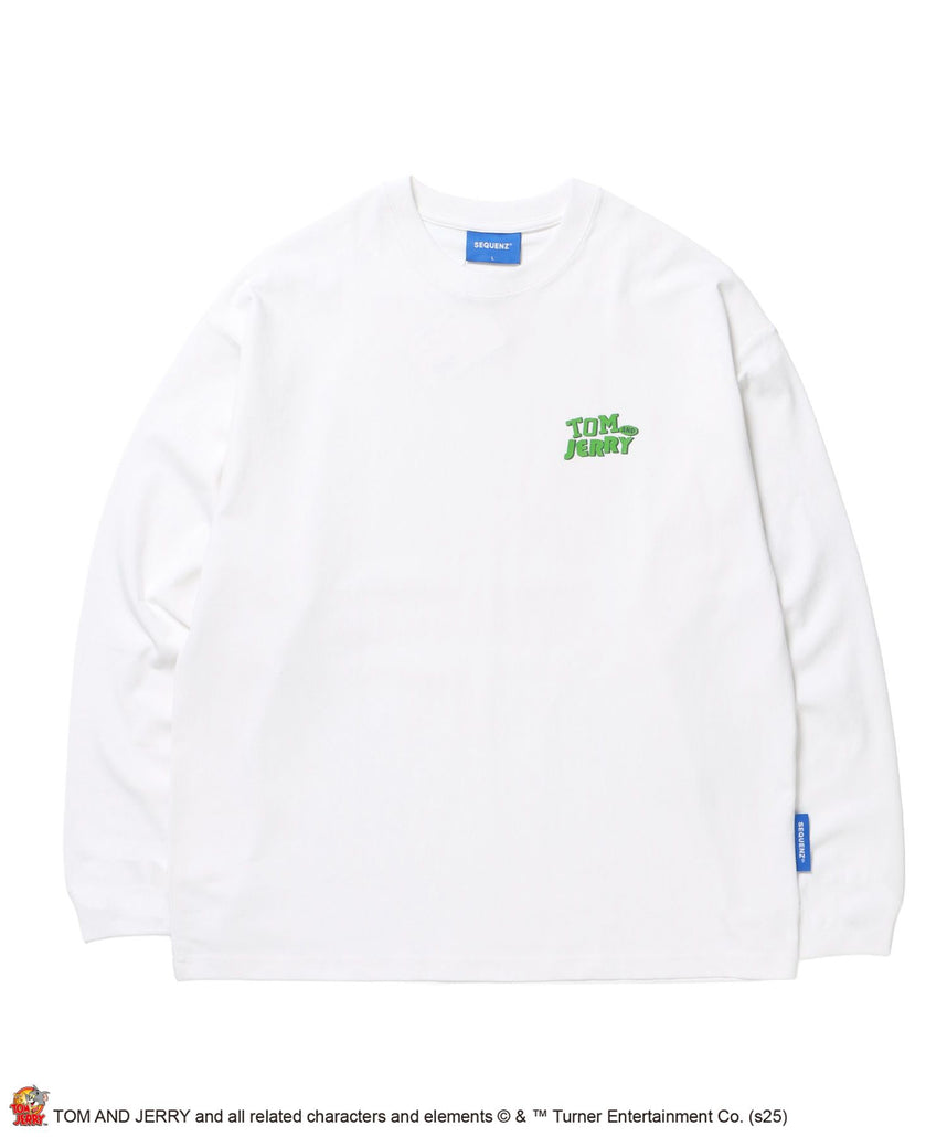 【SEQUENZ(シークエンズ)】TJ PLASTIC MODEL L/S TEE / トムとジェリー ロンT 長袖 クルーネック プリント ホワイト