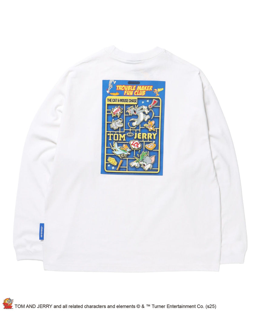 【SEQUENZ(シークエンズ)】TJ PLASTIC MODEL L/S TEE / トムとジェリー ロンT 長袖 クルーネック プリント ホワイト