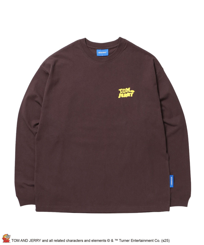 【SEQUENZ(シークエンズ)】TJ PLASTIC MODEL L/S TEE / トムとジェリー ロンT 長袖 クルーネック プリント ダークブラウン