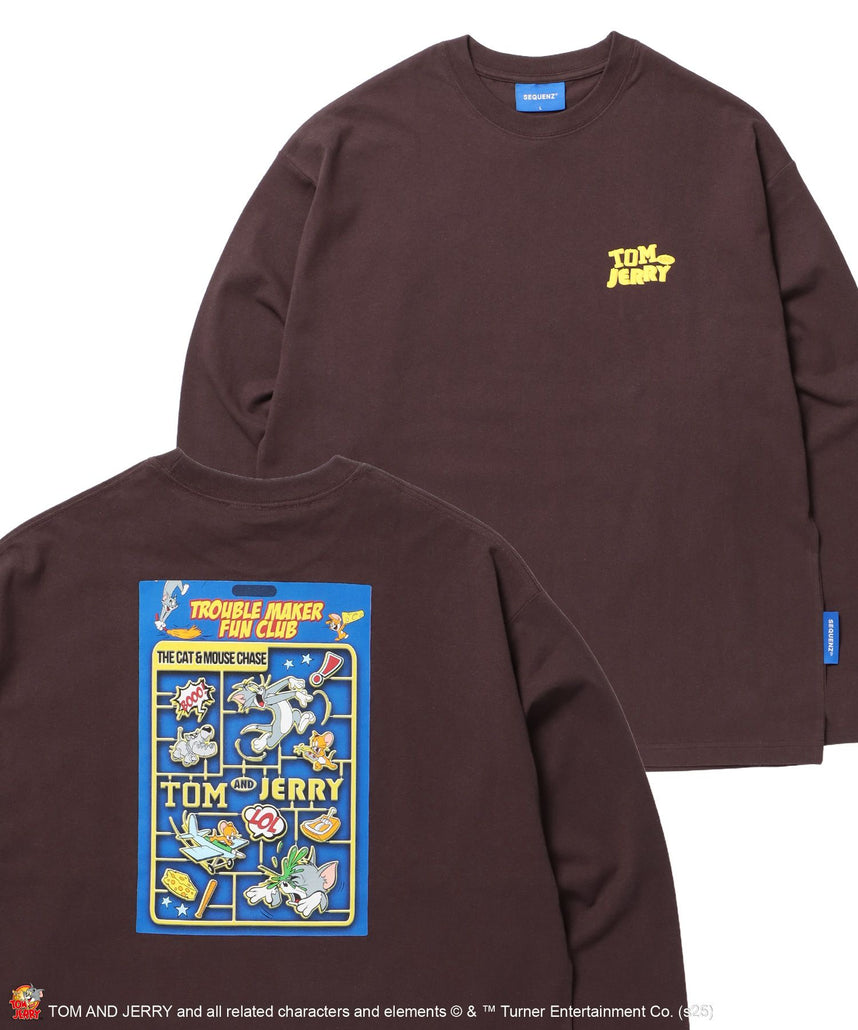 【SEQUENZ(シークエンズ)】TJ PLASTIC MODEL L/S TEE / トムとジェリー ロンT 長袖 クルーネック プリント ダークブラウン