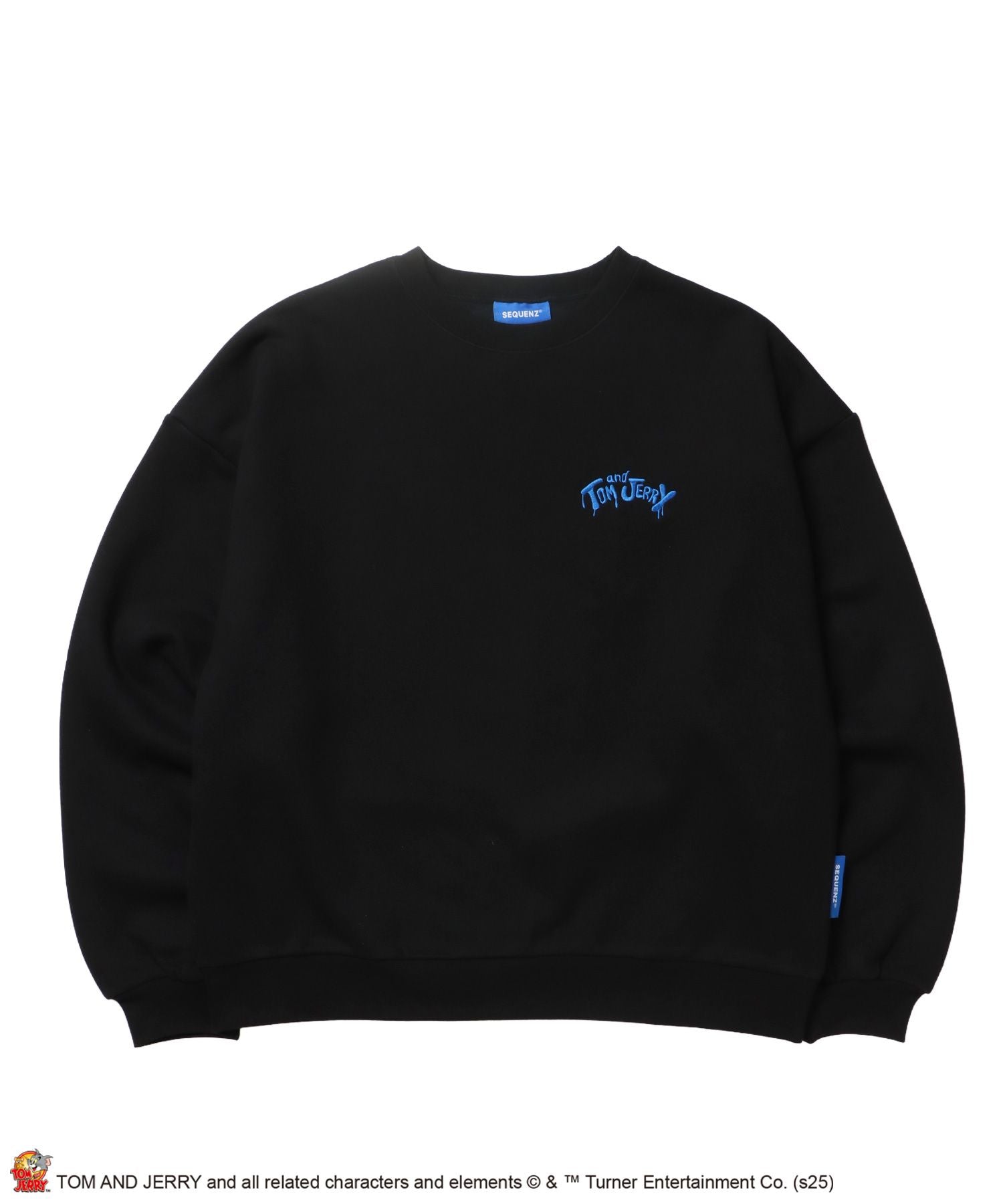 【SEQUENZ(シークエンズ)】TJ SKATE BOARD C/N SWEAT / トムとジェリー スウェット クルーネック 刺繍 裏起毛 ブラック