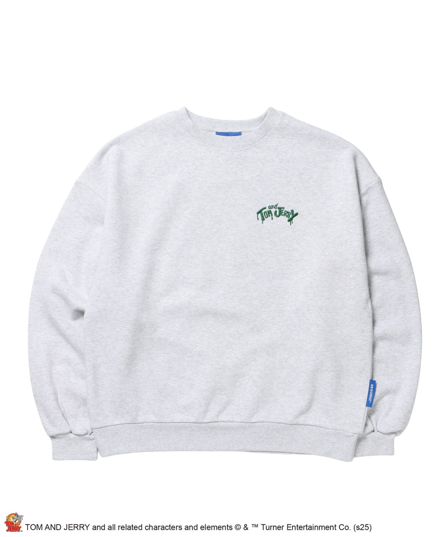【SEQUENZ(シークエンズ)】TJ SKATE BOARD C/N SWEAT / トムとジェリー スウェット クルーネック 刺繍 裏起毛 アッシュグレー