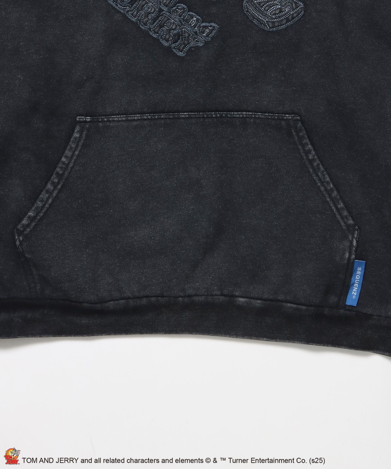 TJ APPLIQUE WASHED PK / トムとジェリー パーカー 加工 ワッペン 裏起毛 フーディ ブラック
