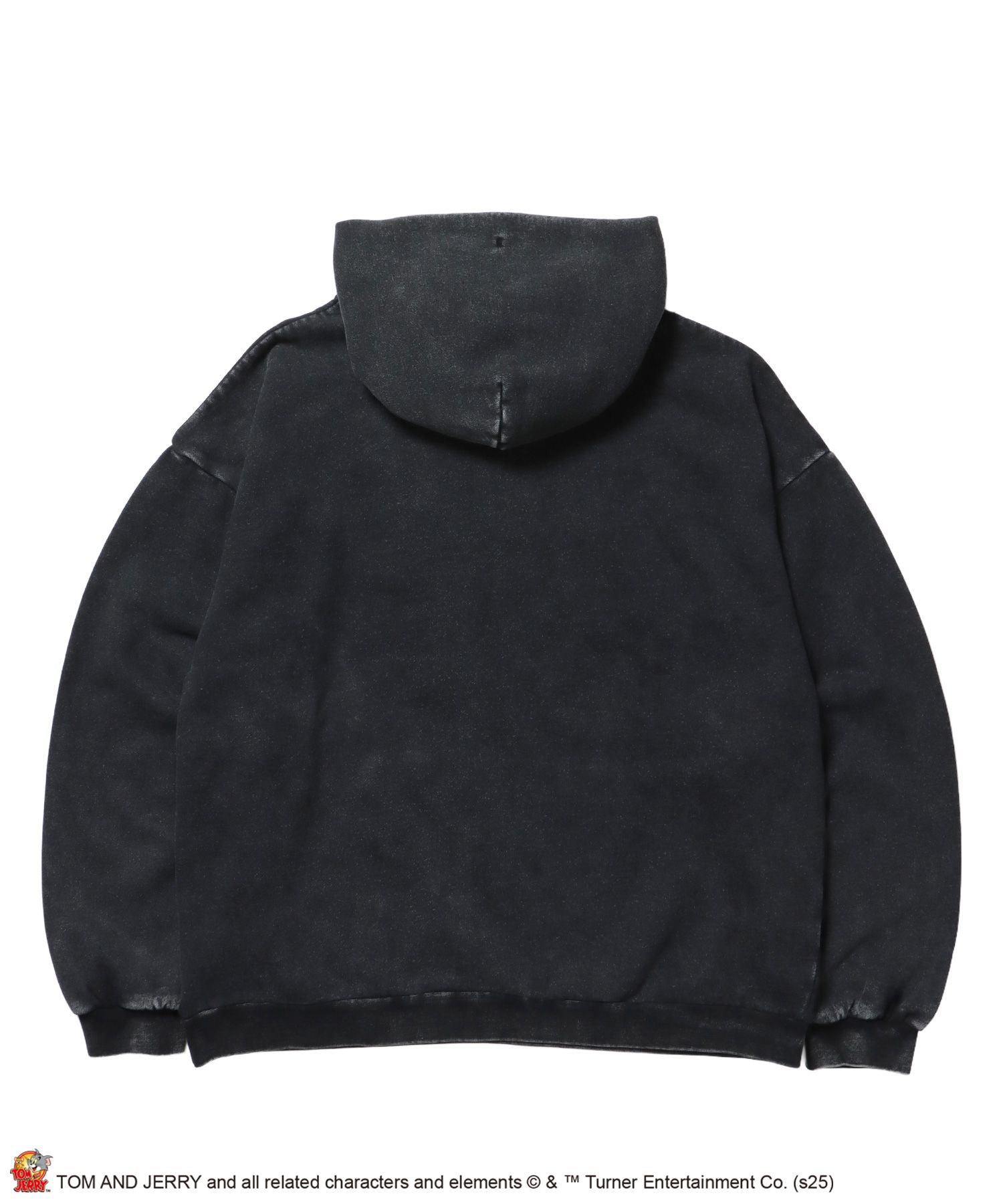 TJ APPLIQUE WASHED PK / トムとジェリー パーカー 加工 ワッペン 裏起毛 フーディ ブラック