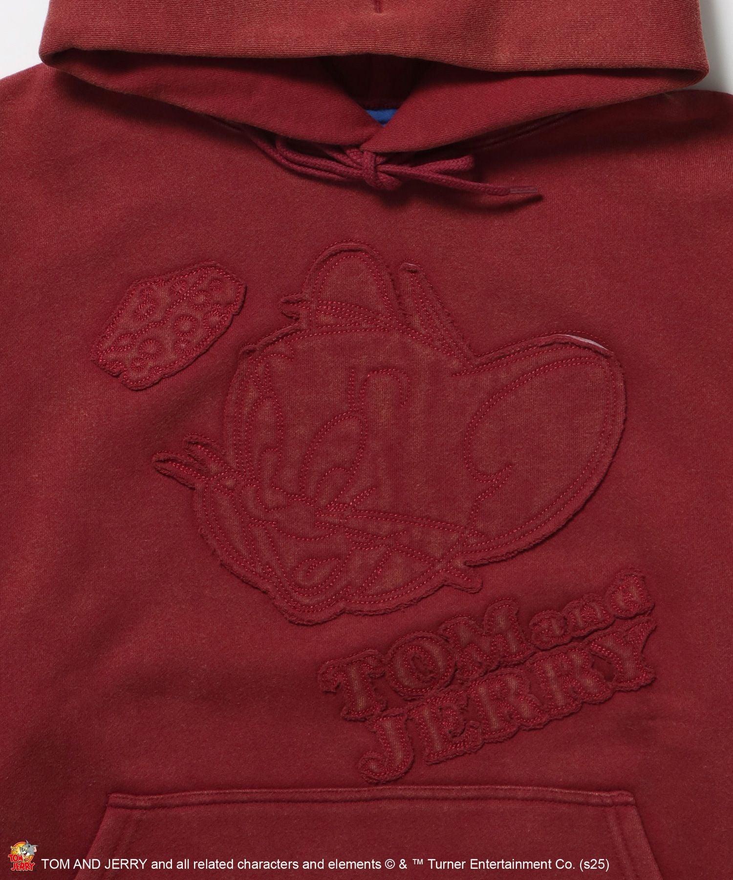 TJ APPLIQUE WASHED PK / トムとジェリー パーカー 加工 ワッペン 裏起毛 フーディ バーガンディー