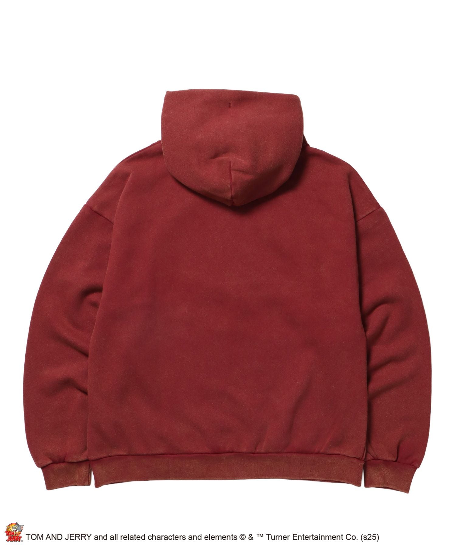 TJ APPLIQUE WASHED PK / トムとジェリー パーカー 加工 ワッペン 裏起毛 フーディ バーガンディー