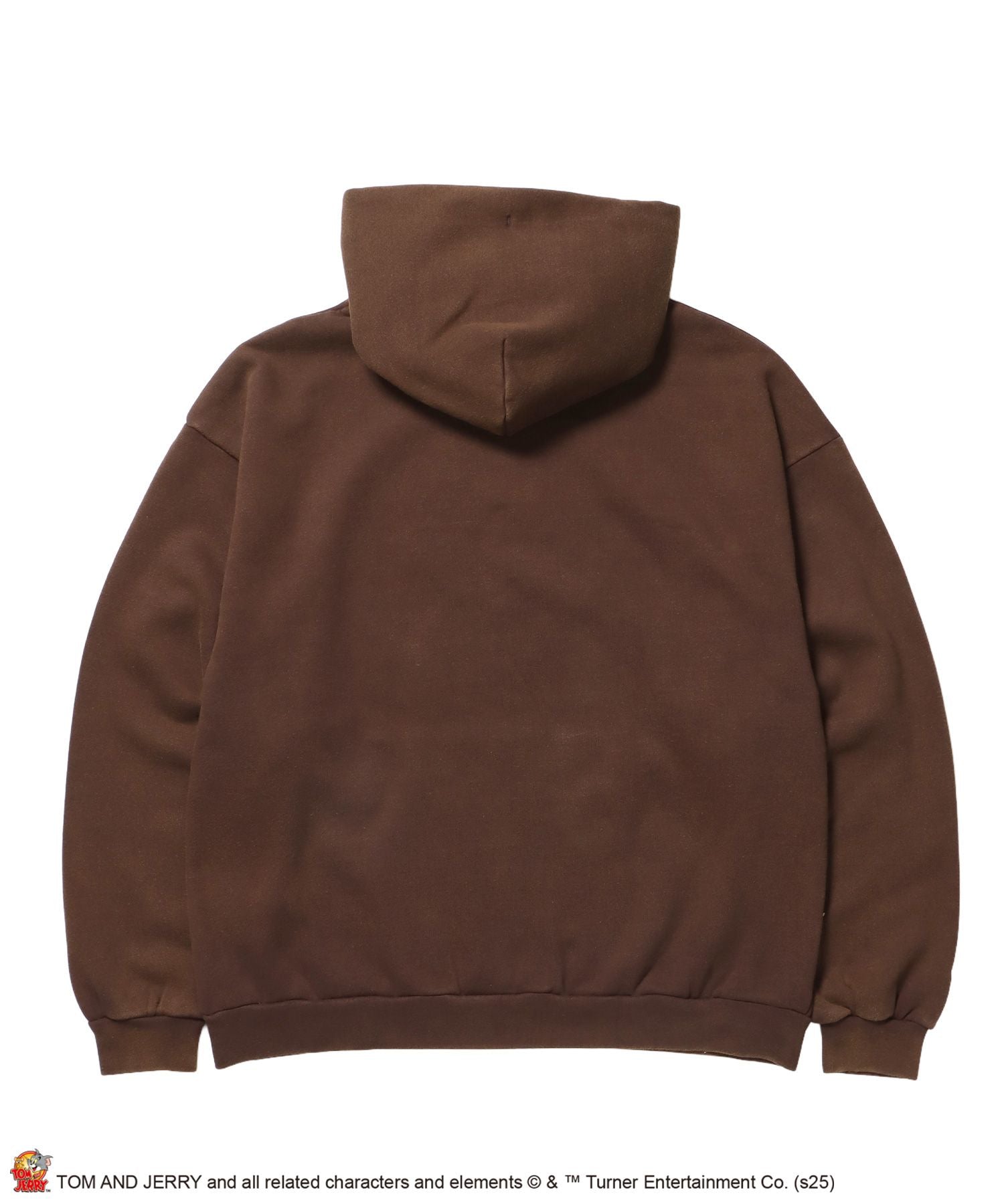 TJ APPLIQUE WASHED PK / トムとジェリー パーカー 加工 ワッペン 裏起毛 フーディ ブラウン