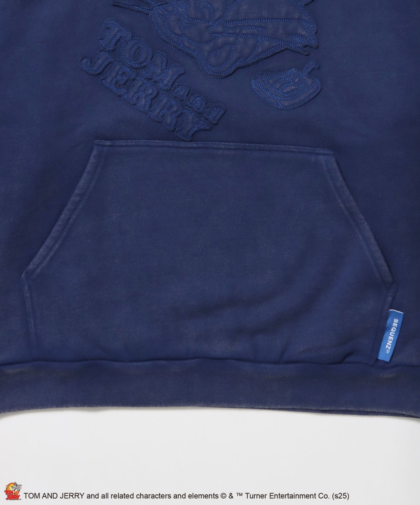 TJ APPLIQUE WASHED PK / トムとジェリー パーカー 加工 ワッペン 裏起毛 フーディ ロイヤルブルー