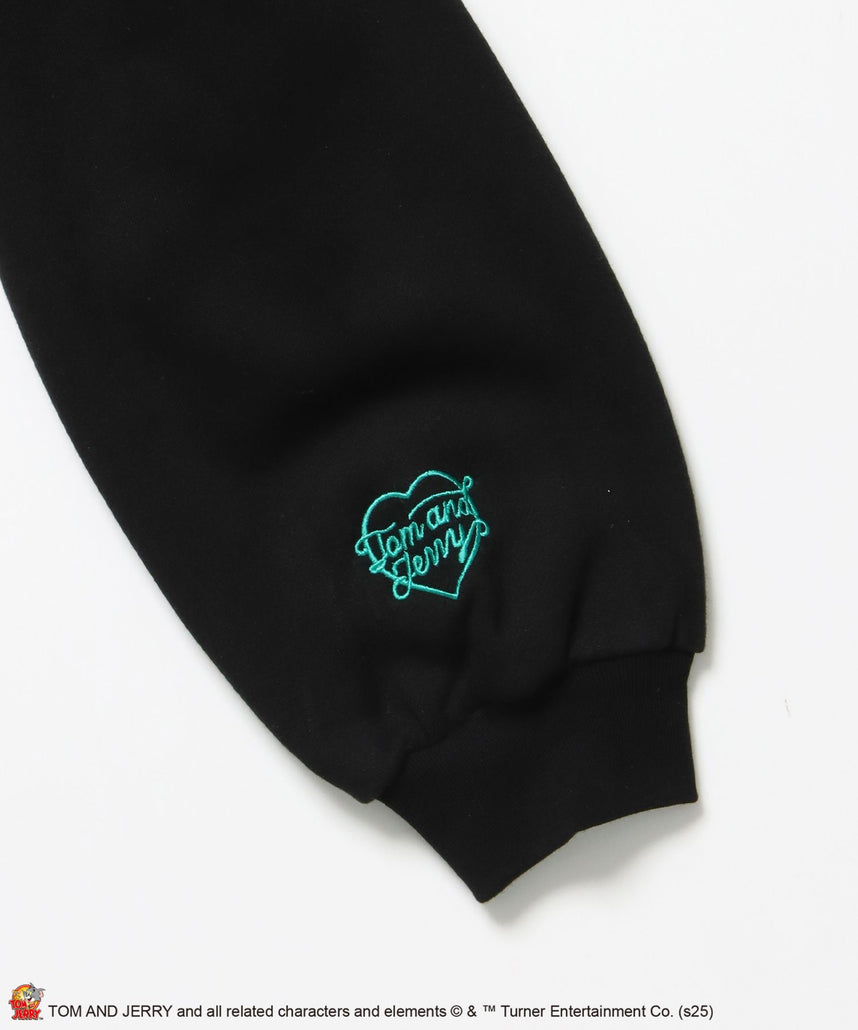 TJ JERRY AND TUFFY EMB. PK / トムとジェリー パーカー 刺繍 裏起毛 プリント ブラック