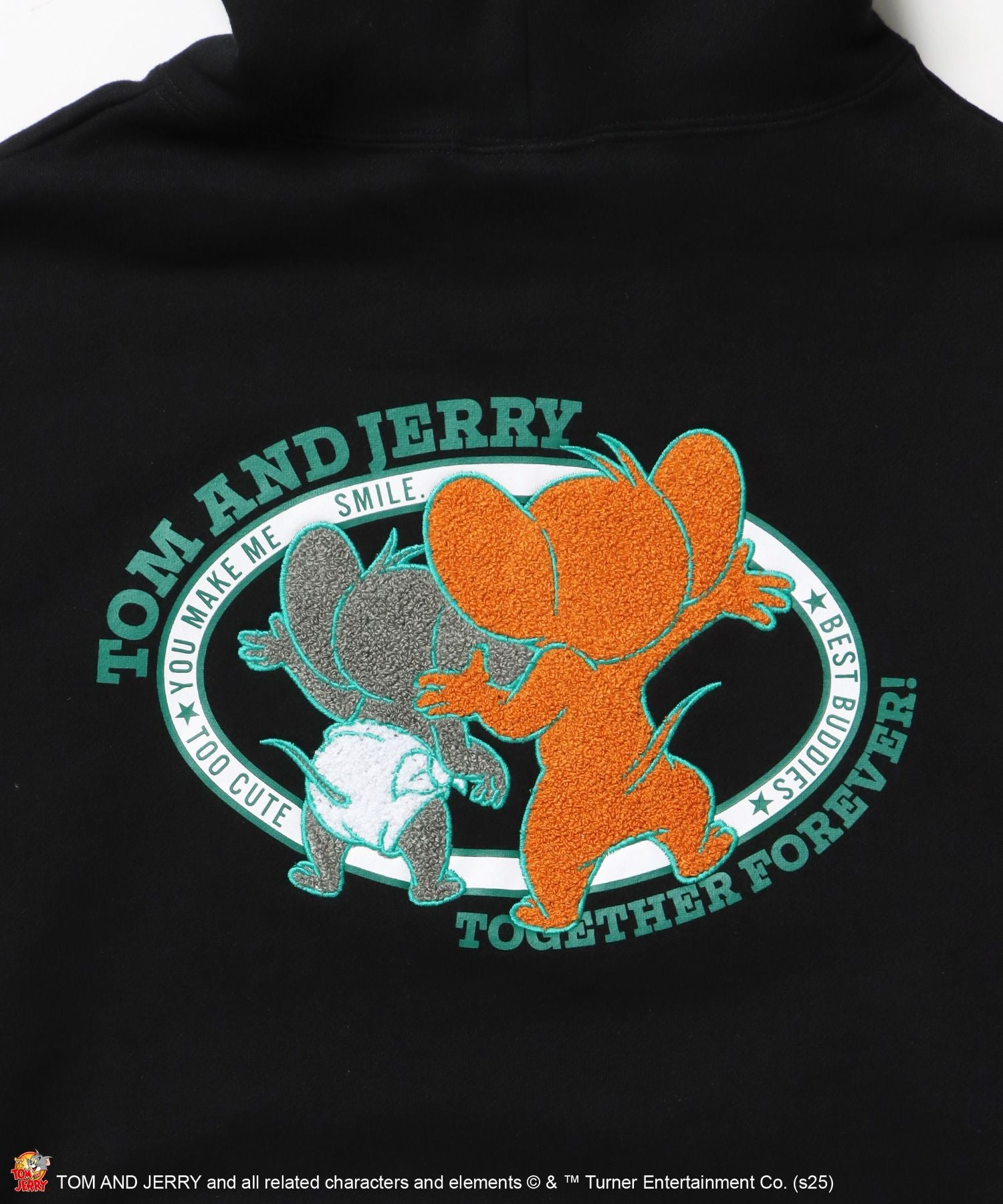 TJ JERRY AND TUFFY EMB. PK / トムとジェリー パーカー 刺繍 裏起毛 プリント ブラック