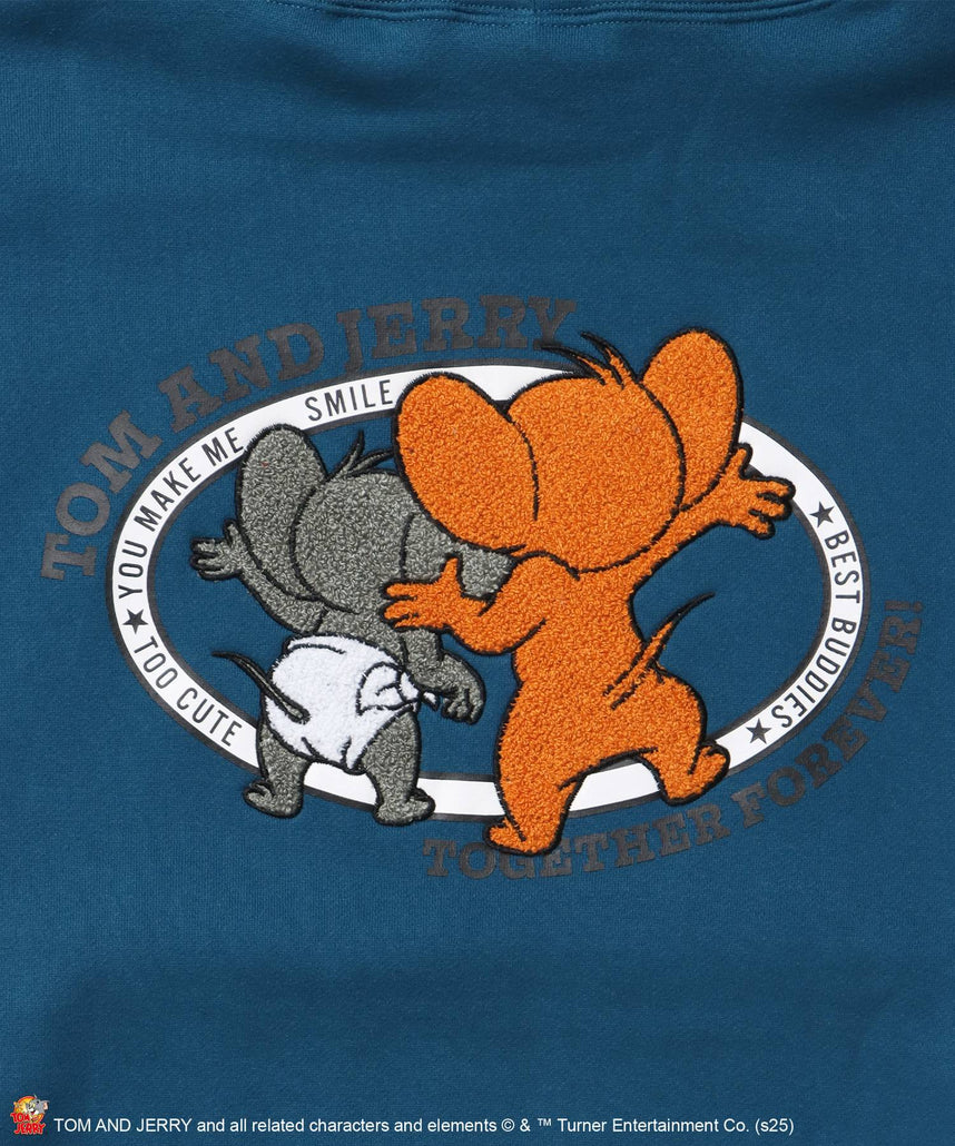 TJ JERRY AND TUFFY EMB. PK / トムとジェリー パーカー 刺繍 裏起毛 プリント グリーン