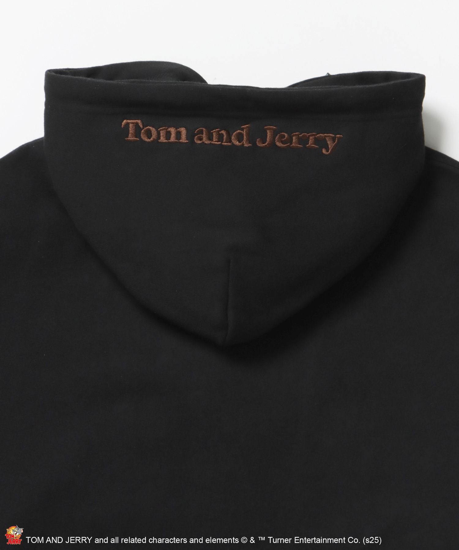 TJ RAMUNE SHOT SNAP HOODIE / トムとジェリー スナップフーディ パーカー 刺繍 裏起毛 ブラック