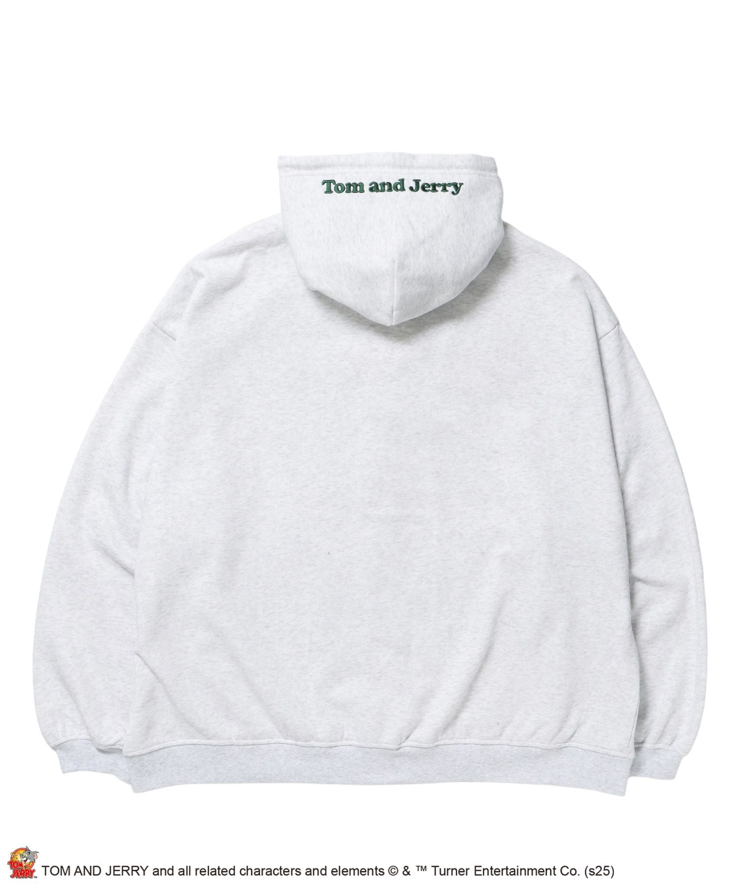 TJ RAMUNE SHOT SNAP HOODIE / トムとジェリー スナップフーディ パーカー 刺繍 裏起毛 アッシュグレー