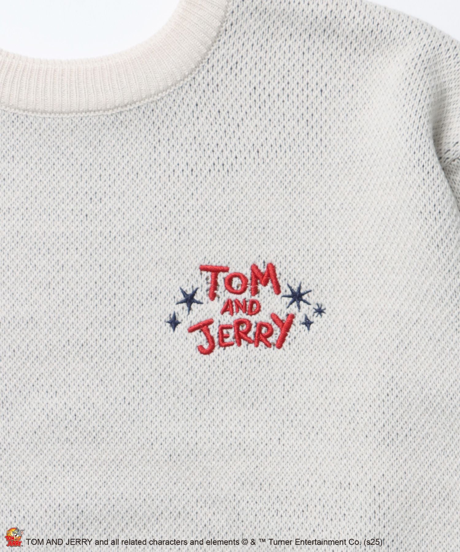 TJ TROUBLE MAKER KNIT / トムとジェリー ニット 刺繍 ジャカード クルーネック リバーシブル アイボリー