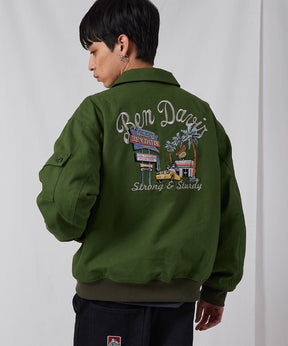 COTTON DUCK SOUVENIR JACKET / ジャケット ダック ジップ ワッペン 刺繍 カーキ