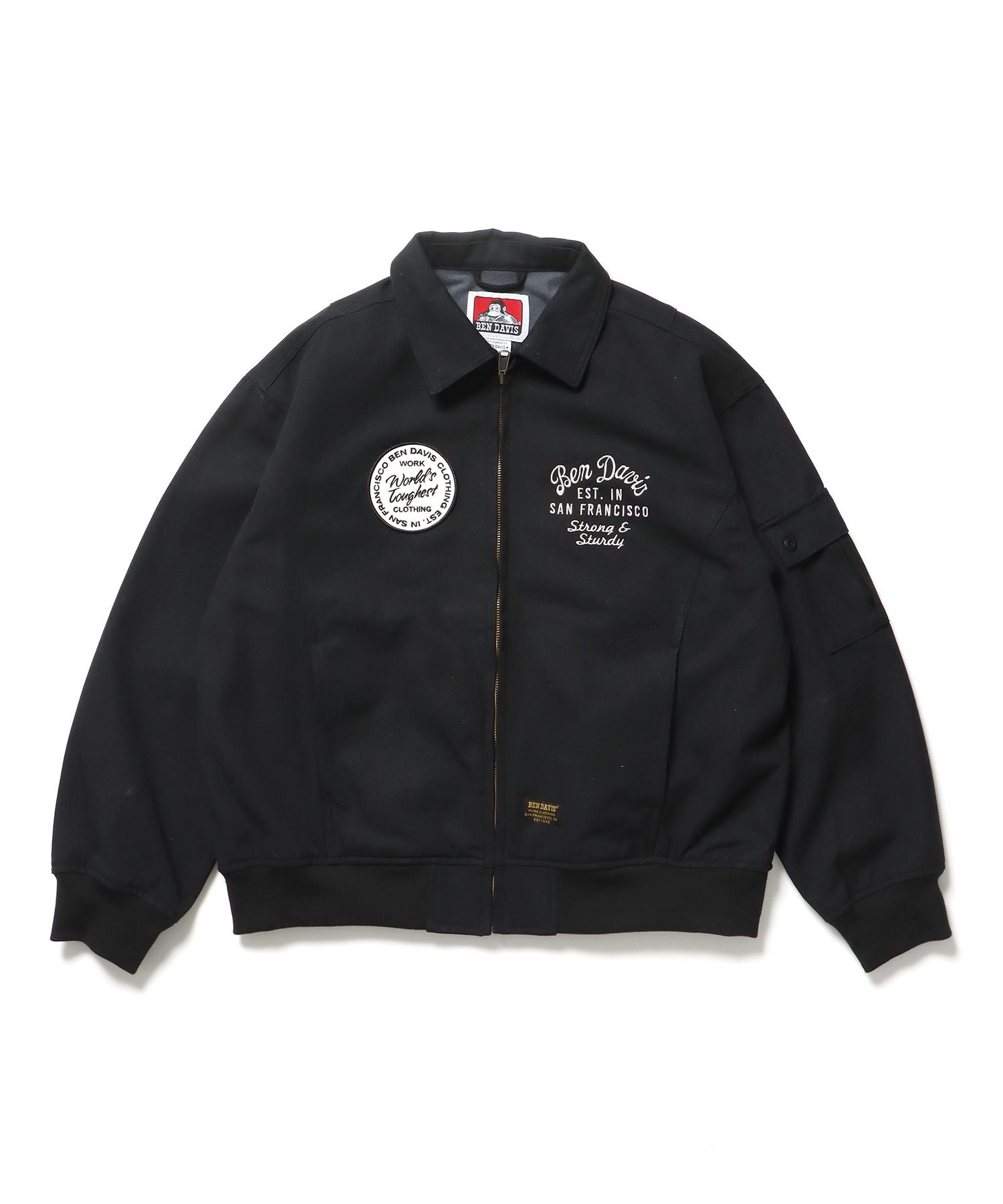 【BEN DAVIS(ベンデイビス)】COTTON DUCK SOUVENIR JACKET / ジャケット ダック ジップ ワッペン 刺繍 ブラック