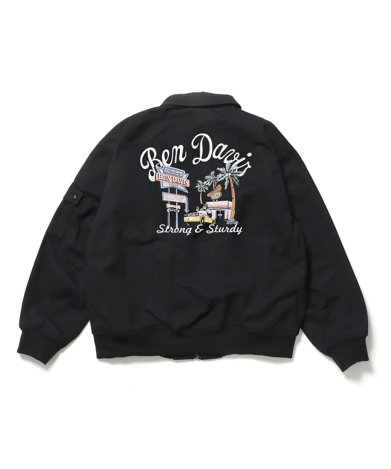 【BEN DAVIS(ベンデイビス)】COTTON DUCK SOUVENIR JACKET / ジャケット ダック ジップ ワッペン 刺繍 ブラック