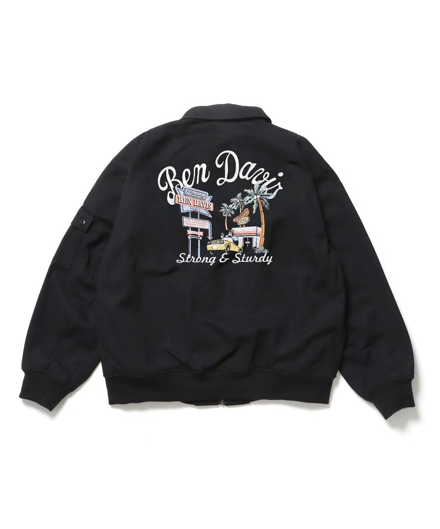 【BEN DAVIS(ベンデイビス)】COTTON DUCK SOUVENIR JACKET / ジャケット ダック ジップ ワッペン 刺繍 ブラック