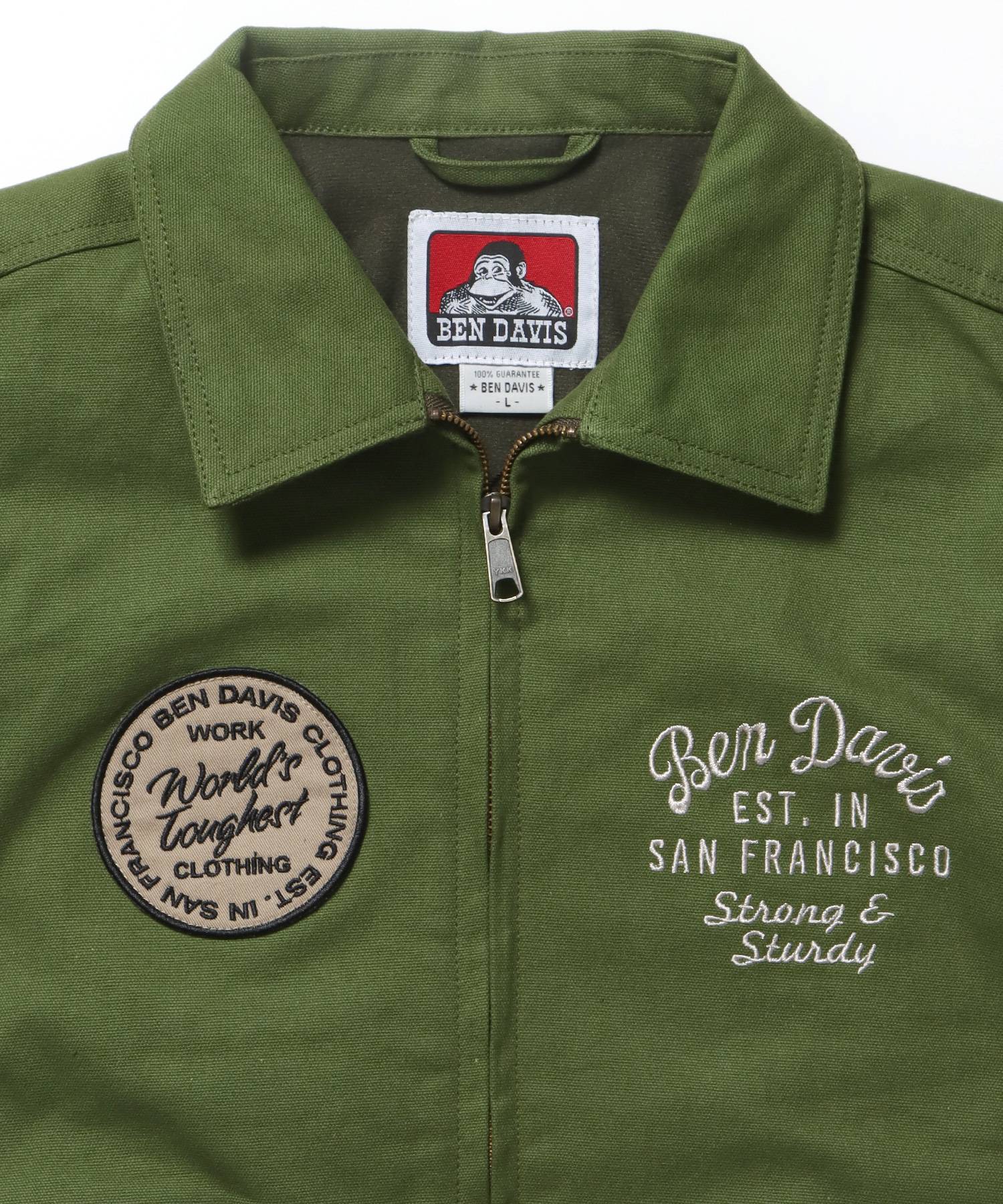 COTTON DUCK SOUVENIR JACKET / ジャケット ダック ジップ ワッペン 刺繍 カーキ