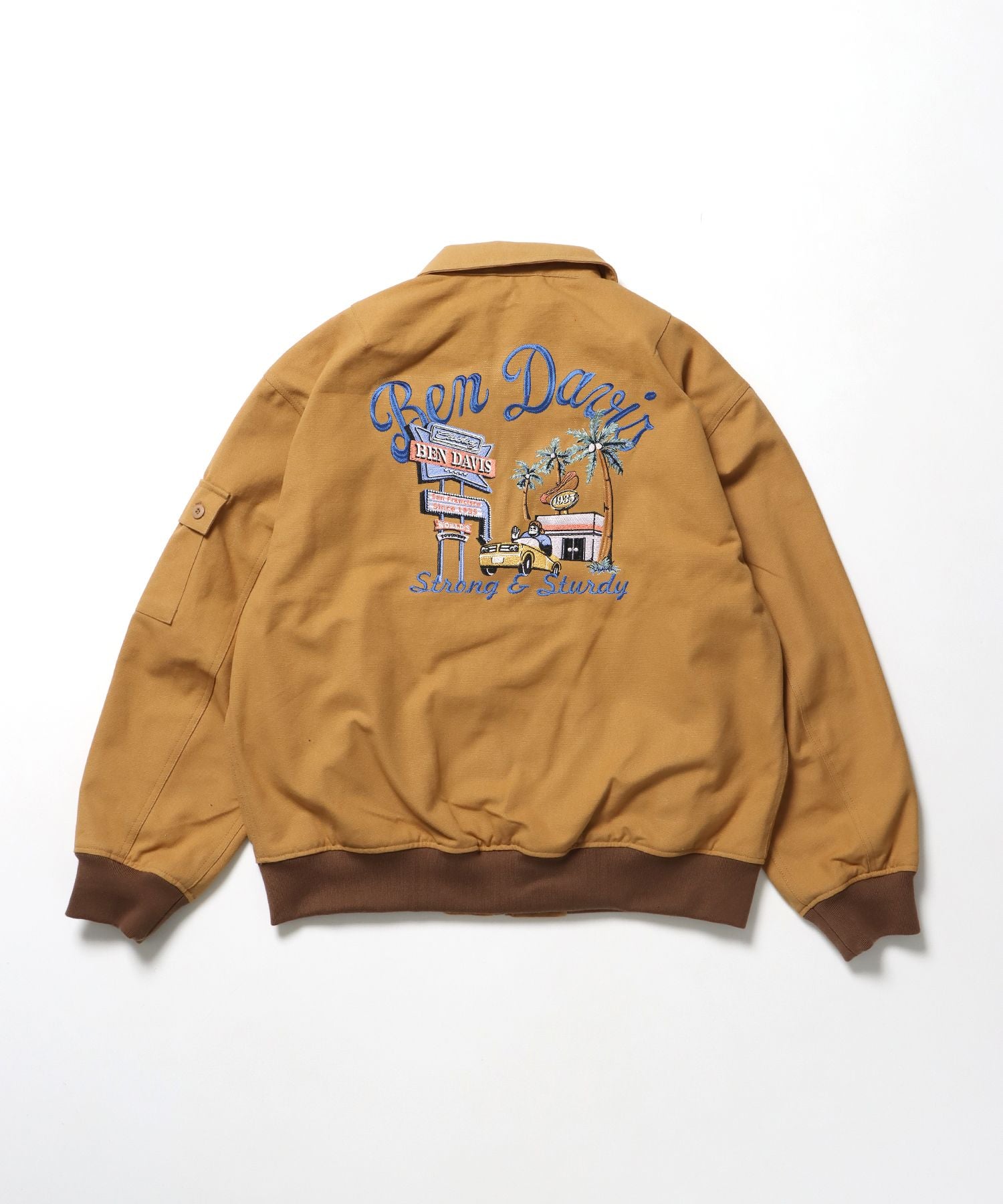 【BEN DAVIS(ベンデイビス)】COTTON DUCK SOUVENIR JACKET / ジャケット ダック ジップ ワッペン 刺繍 ベージュ
