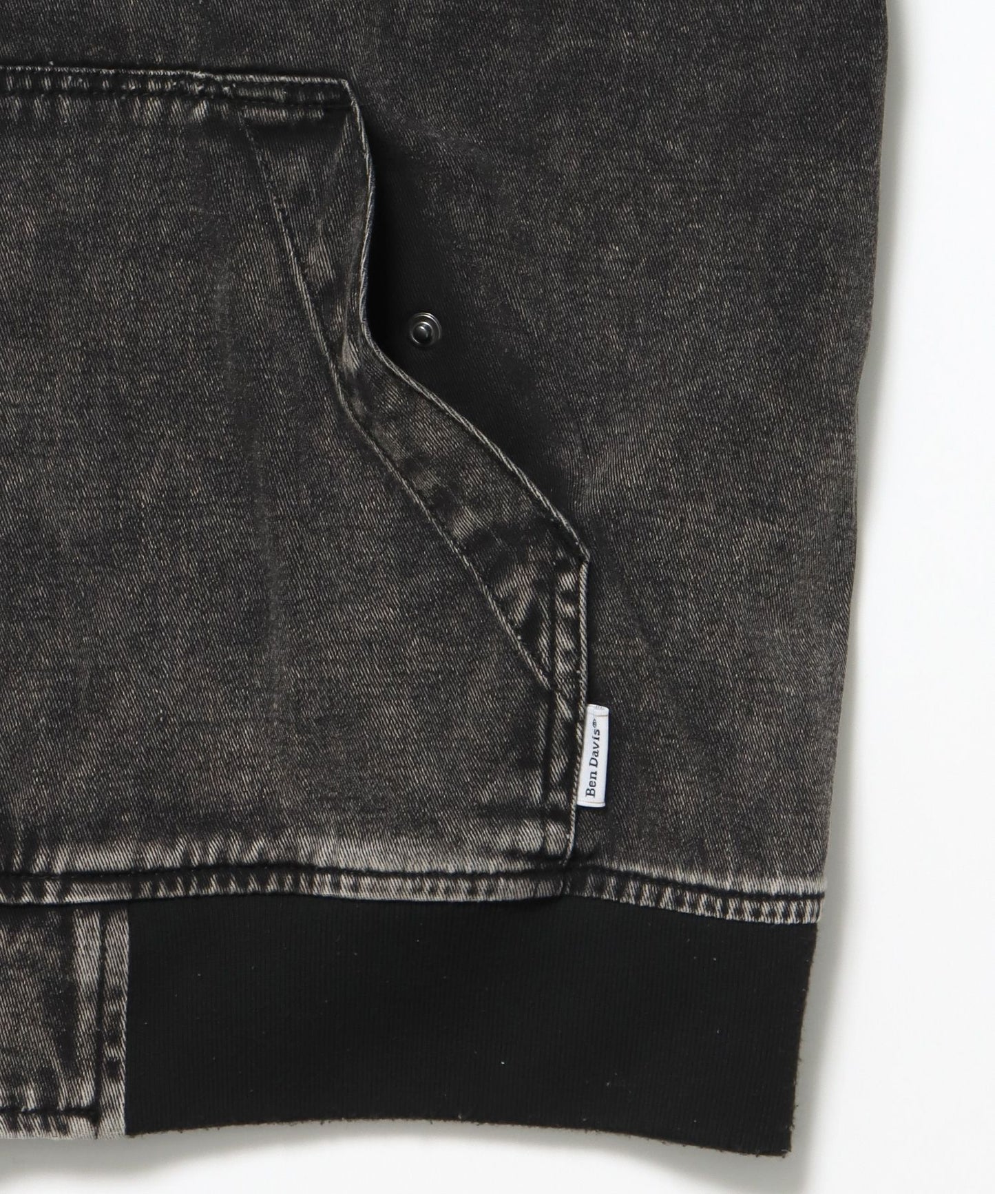 BLEACHED TWILL ZIP HOODIE /パーカー ジップパーカー ダブルジップ 短丈 刺繍 チャコール