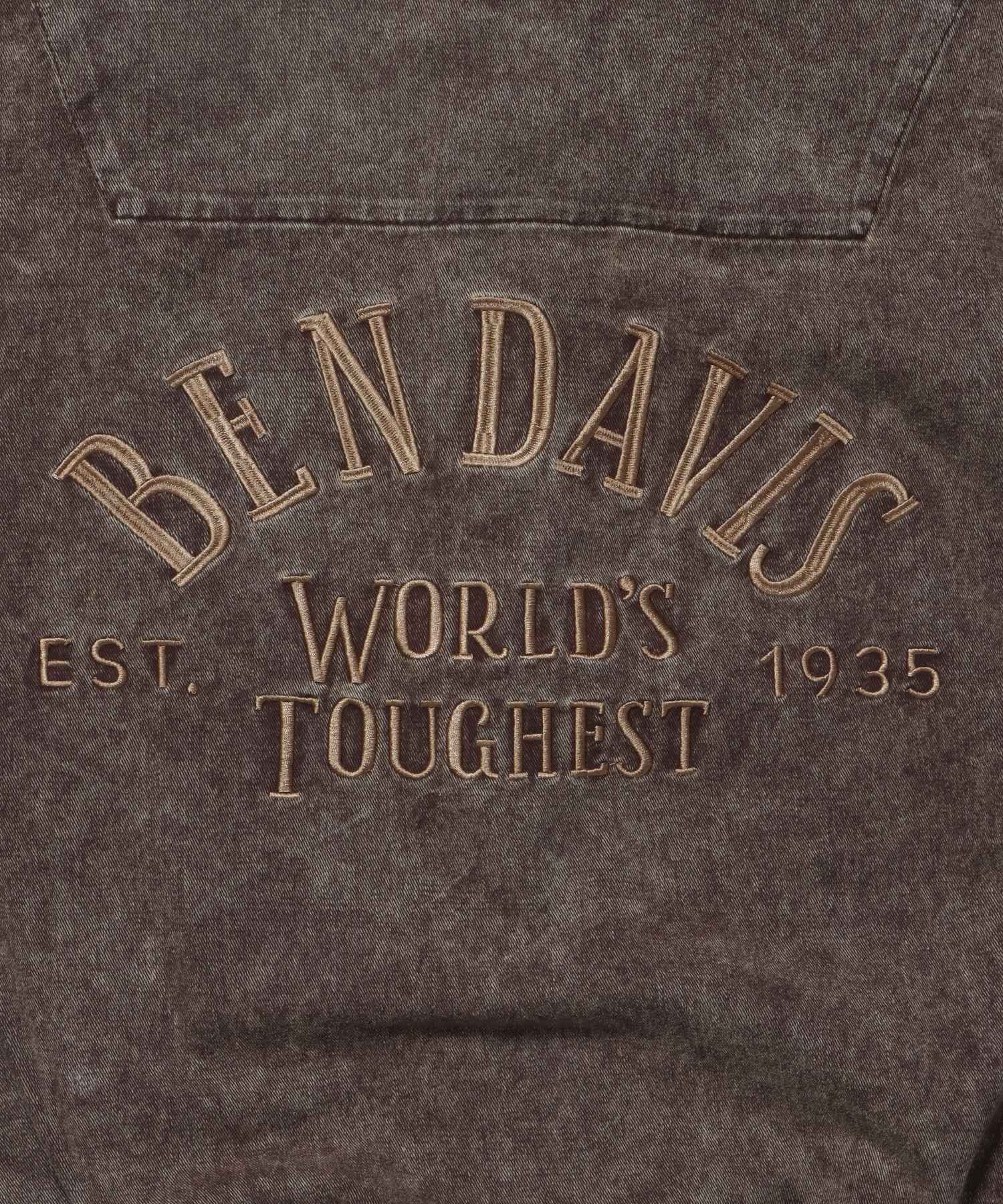 BLEACHED TWILL ZIP HOODIE /パーカー ジップパーカー ダブルジップ 短丈 刺繍 ブラウン