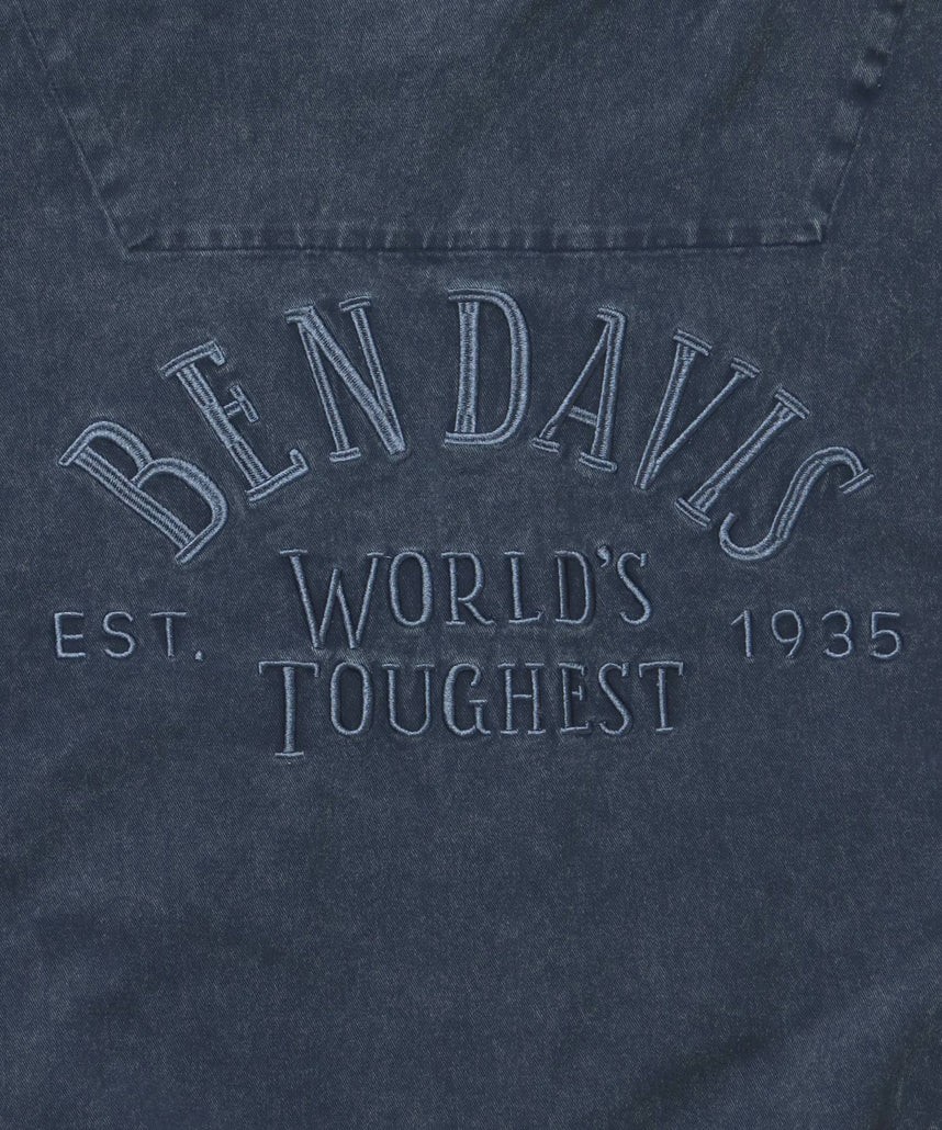 BLEACHED TWILL ZIP HOODIE /パーカー ジップパーカー ダブルジップ 短丈 刺繍 ネイビー