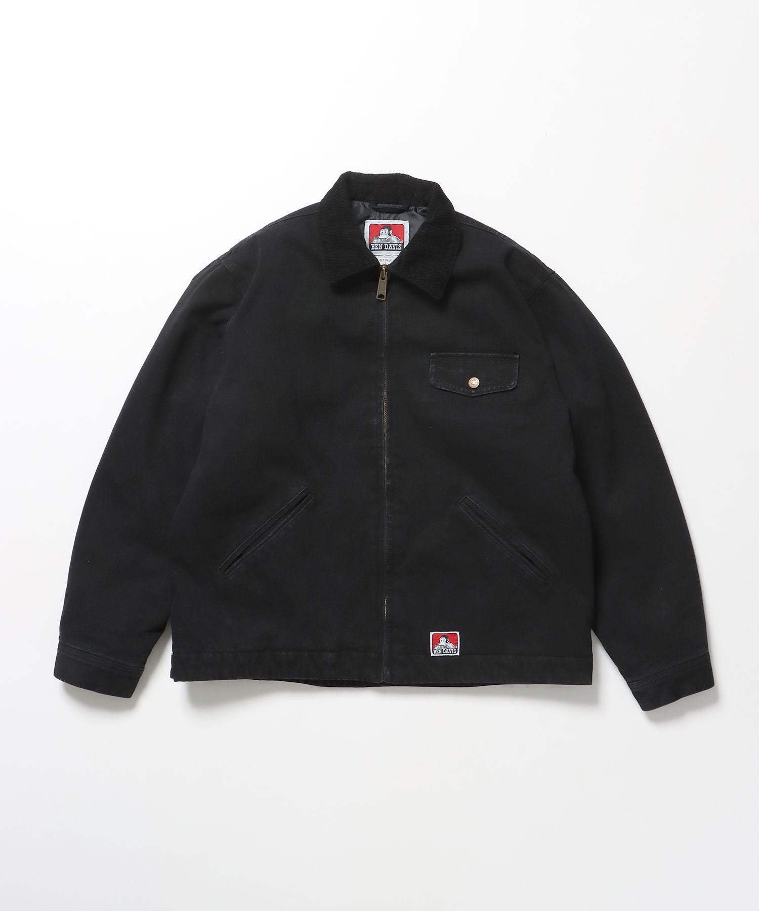 【BEN DAVIS(ベンデイビス)】ZIP FRONT TRUCKER JACKET / ジャケット ジップ 短丈 中綿 加工 ブラック