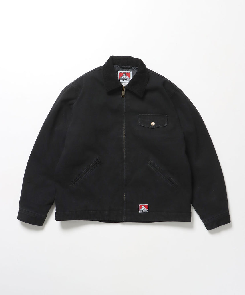 【BEN DAVIS(ベンデイビス)】ZIP FRONT TRUCKER JACKET / ジャケット ジップ 短丈 中綿 加工 ブラック