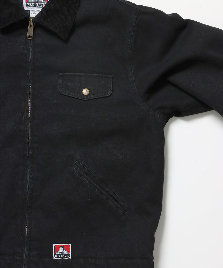 ZIP FRONT TRUCKER JACKET / ジャケット ジップ 短丈 中綿 加工 ブラック