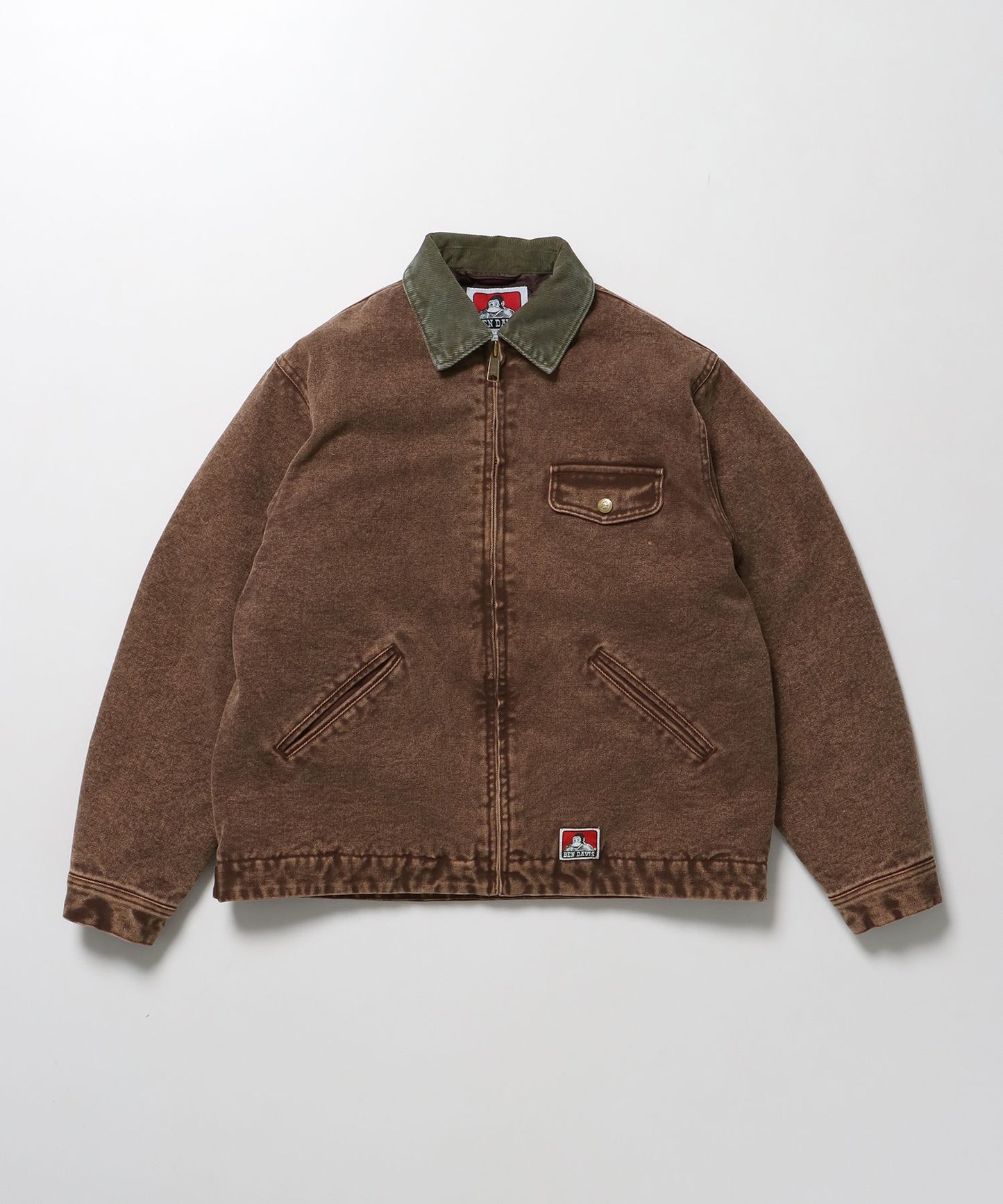 【BEN DAVIS(ベンデイビス)】ZIP FRONT TRUCKER JACKET / ジャケット ジップ 短丈 中綿 加工 ブラウン