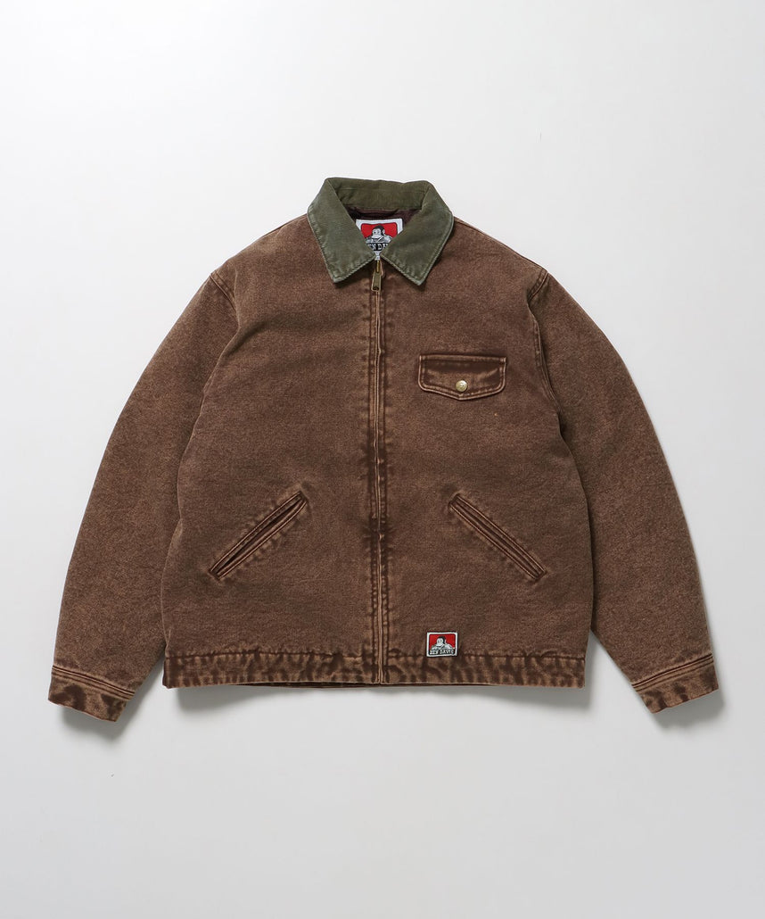 【BEN DAVIS(ベンデイビス)】ZIP FRONT TRUCKER JACKET / ジャケット ジップ 短丈 中綿 加工 ブラウン