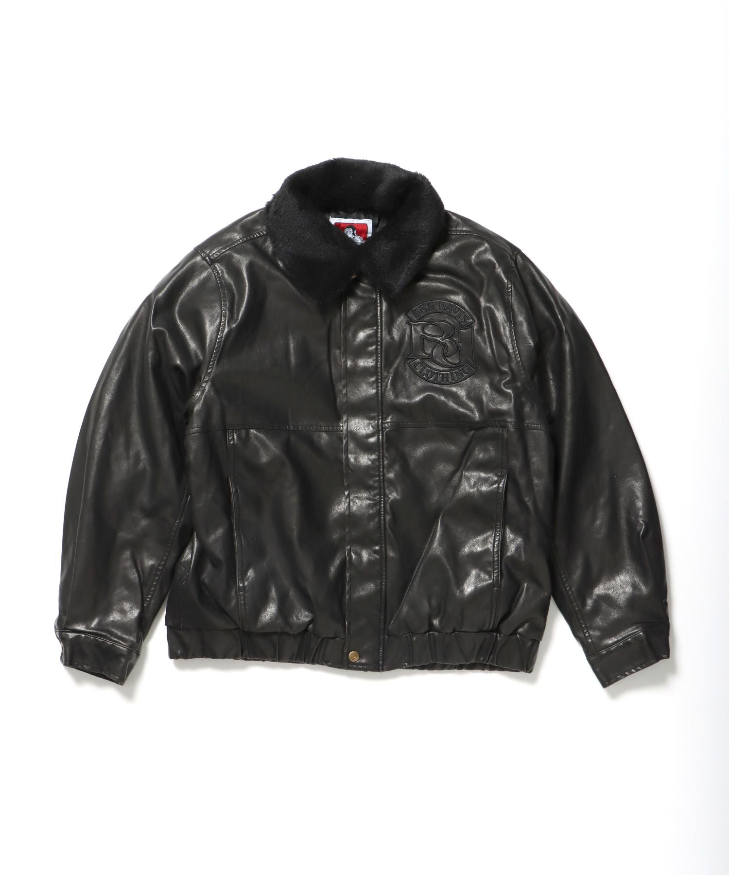 【BEN DAVIS(ベンデイビス)】REMOVAL BOA COLLAR FAUX LEATHER JACKET / フェイクレザー ジャケット ボア ジップ キルティング ワッペン 柄80