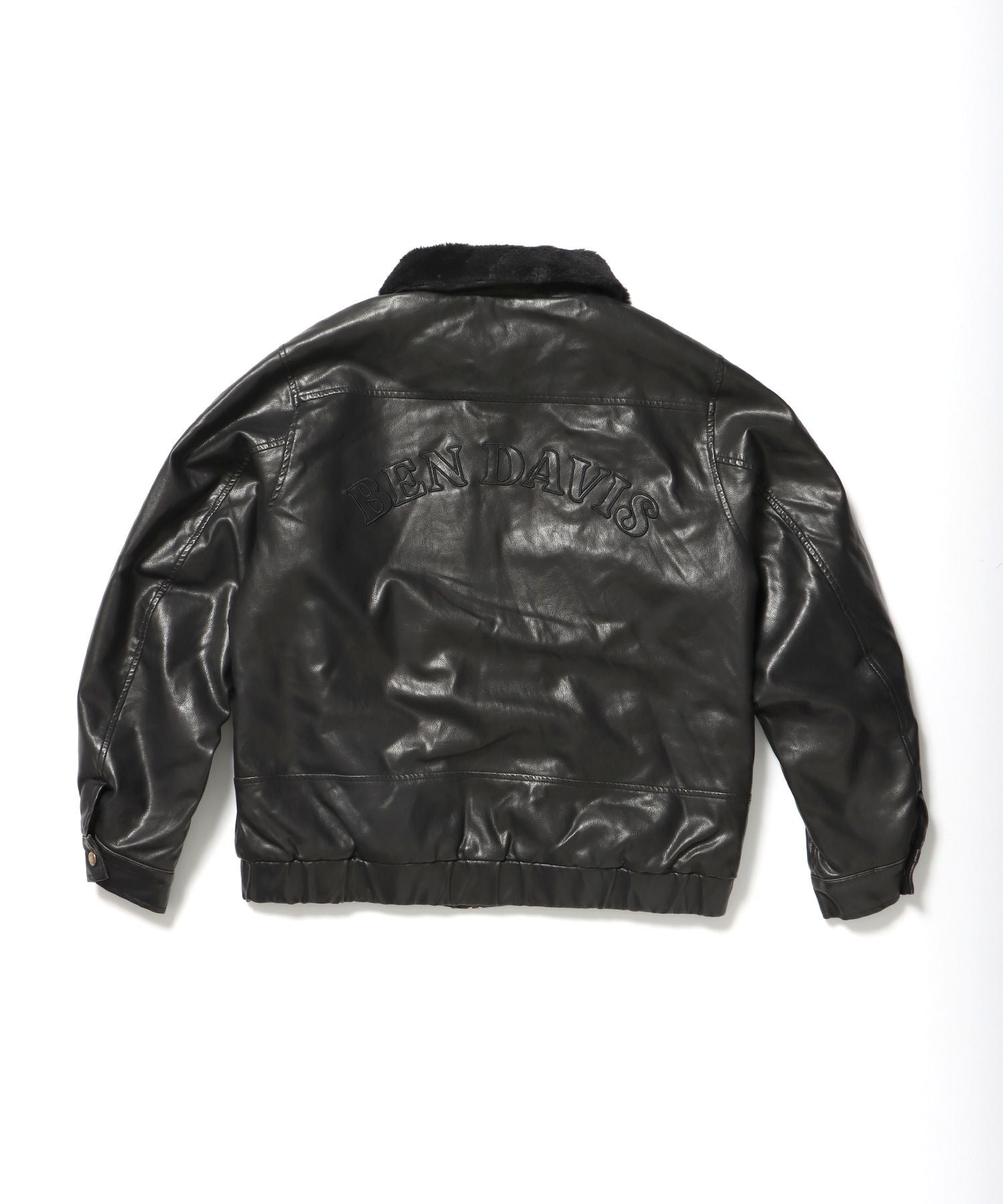 【BEN DAVIS(ベンデイビス)】REMOVAL BOA COLLAR FAUX LEATHER JACKET / フェイクレザー ジャケット ボア ジップ キルティング ワッペン 柄80