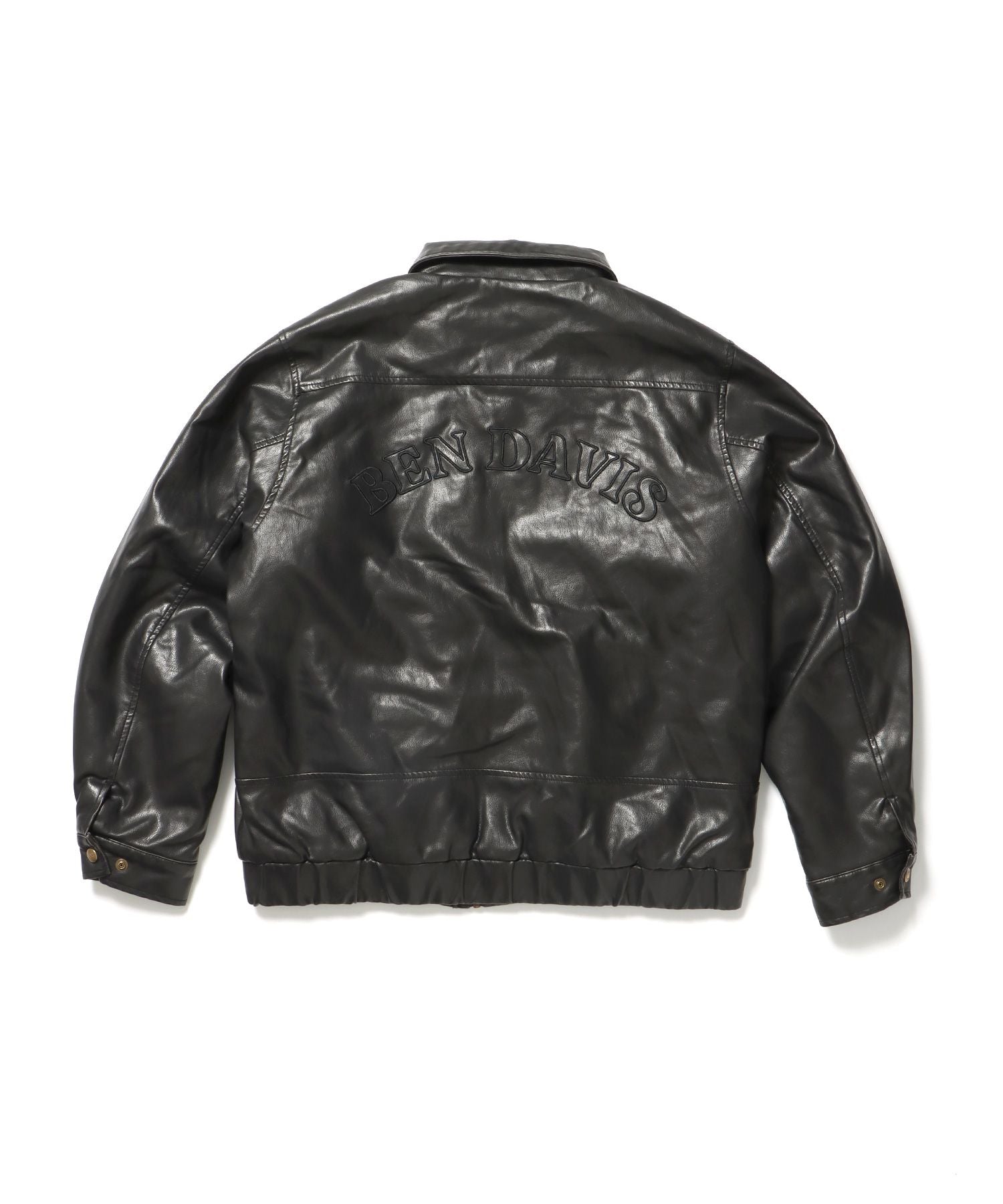 REMOVAL BOA COLLAR FAUX LEATHER JACKET / フェイクレザー ジャケット ボア ジップ キルティング ワッペン 柄80