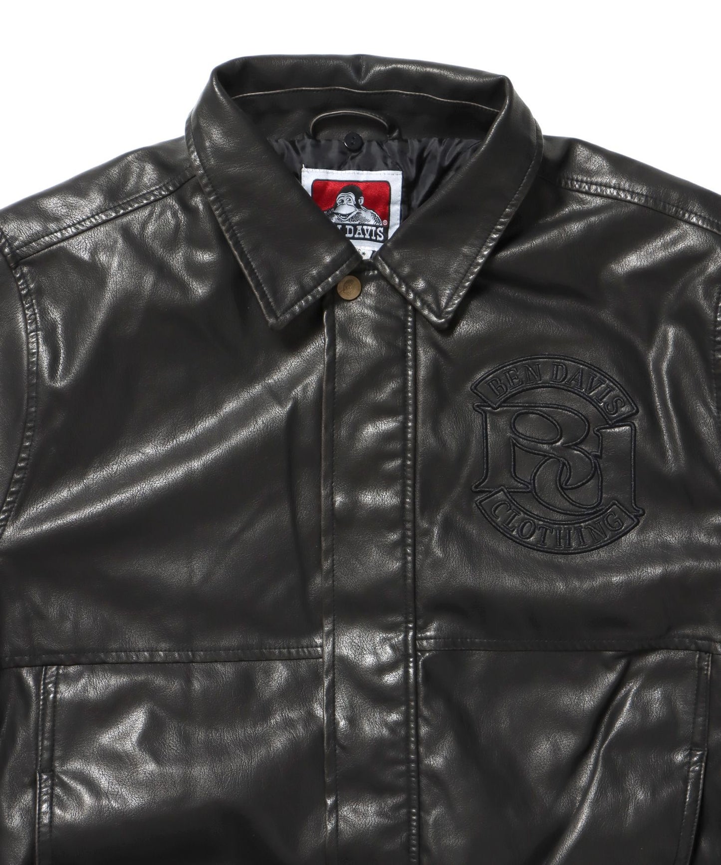 REMOVAL BOA COLLAR FAUX LEATHER JACKET / フェイクレザー ジャケット ボア ジップ キルティング ワッペン 柄80
