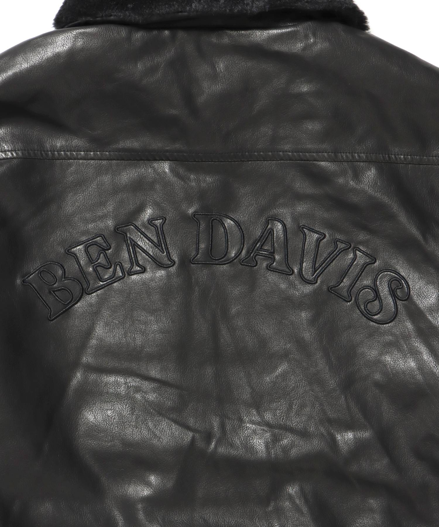 REMOVAL BOA COLLAR FAUX LEATHER JACKET / フェイクレザー ジャケット ボア ジップ キルティング ワッペン 柄80