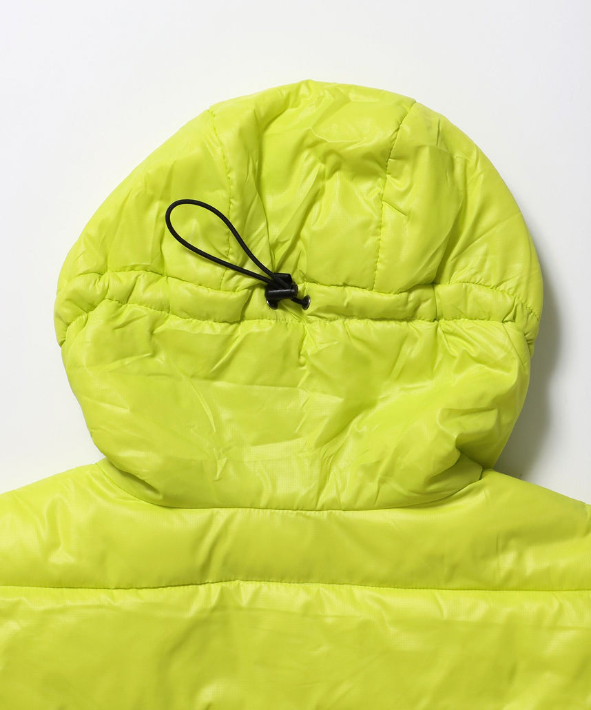 BD HOODED PUFFER JACKET / オーバーサイズ フーディ ジャケット 中綿 ダウン パファー ドローコード イエロー