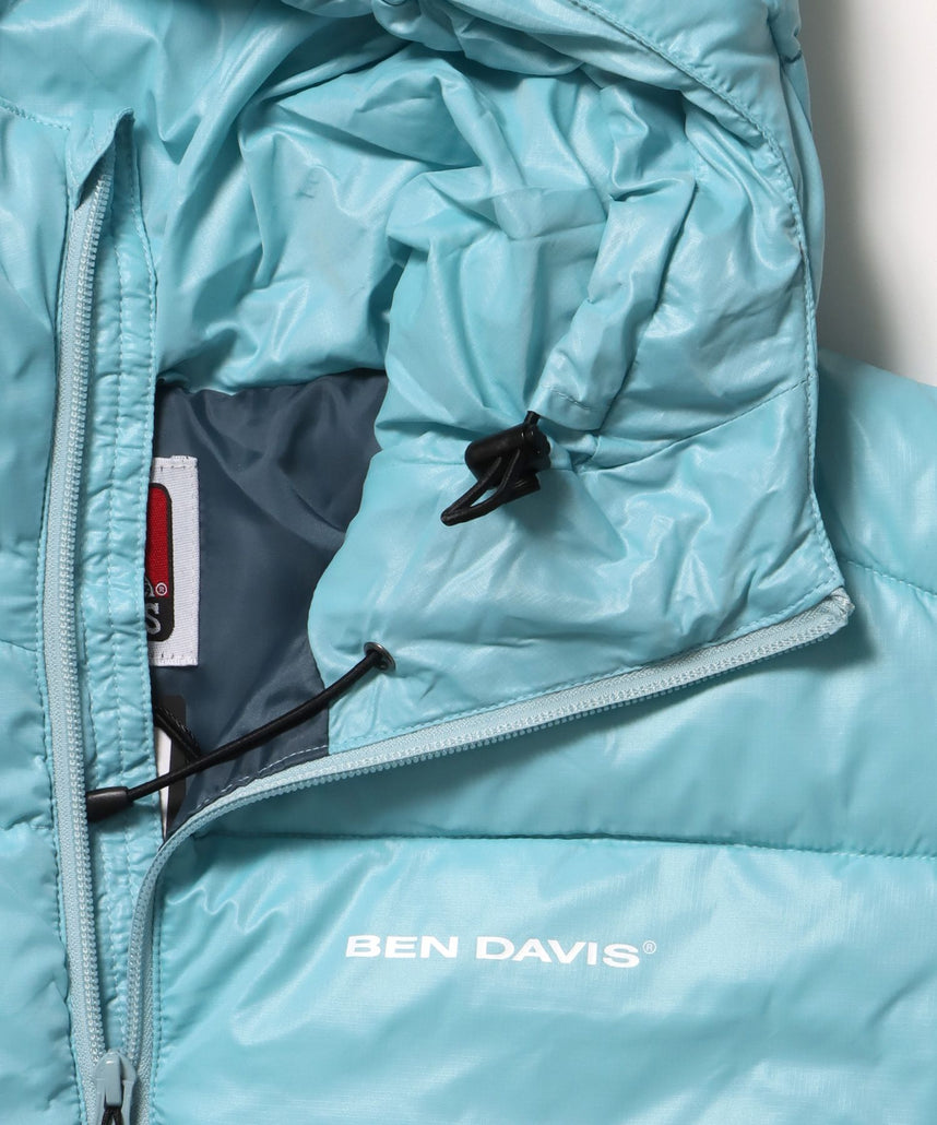 BD HOODED PUFFER JACKET / オーバーサイズ フーディ ジャケット 中綿 ダウン パファー ドローコード スカイブルー