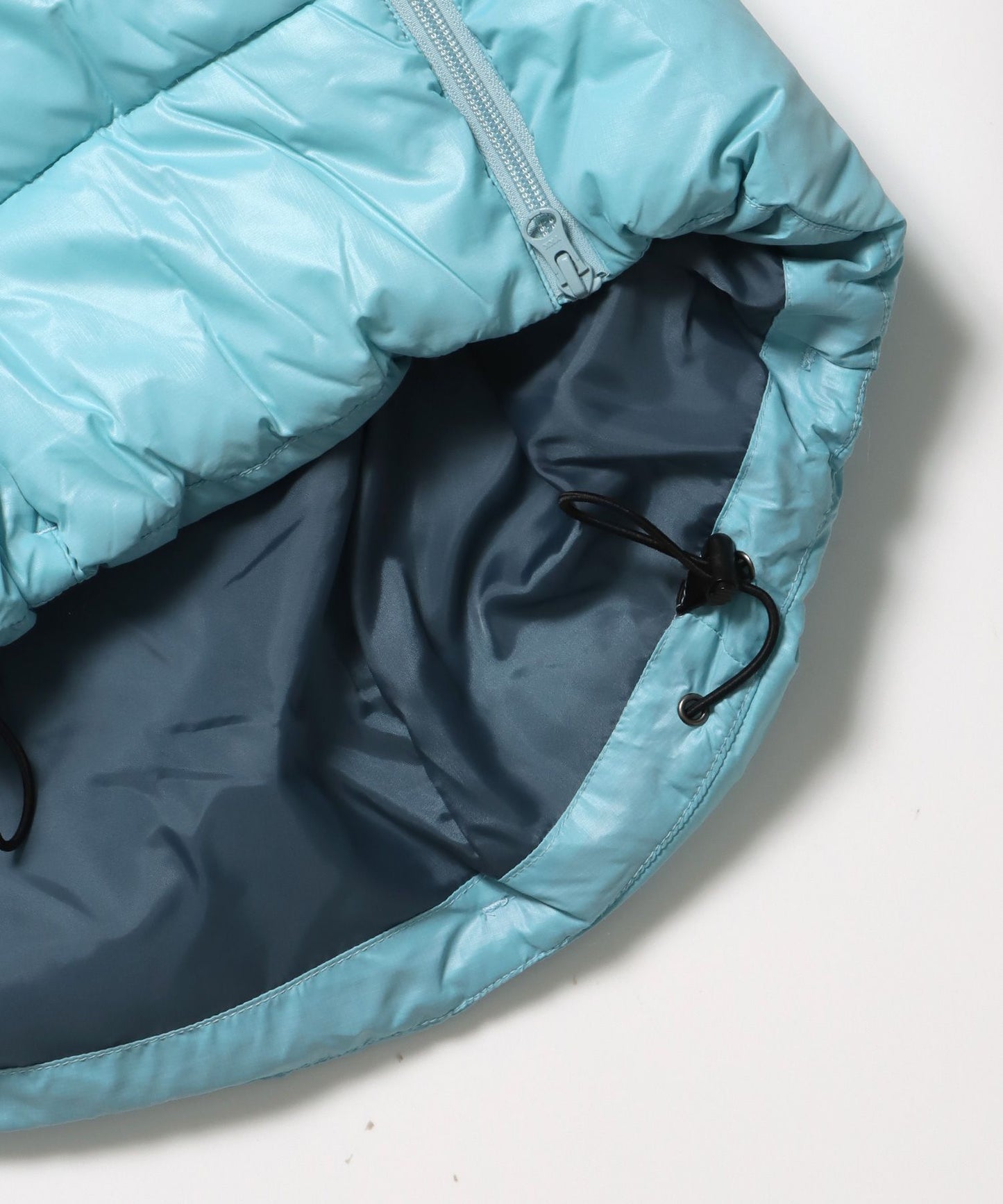 BD HOODED PUFFER JACKET / オーバーサイズ フーディ ジャケット 中綿 ダウン パファー ドローコード スカイブルー