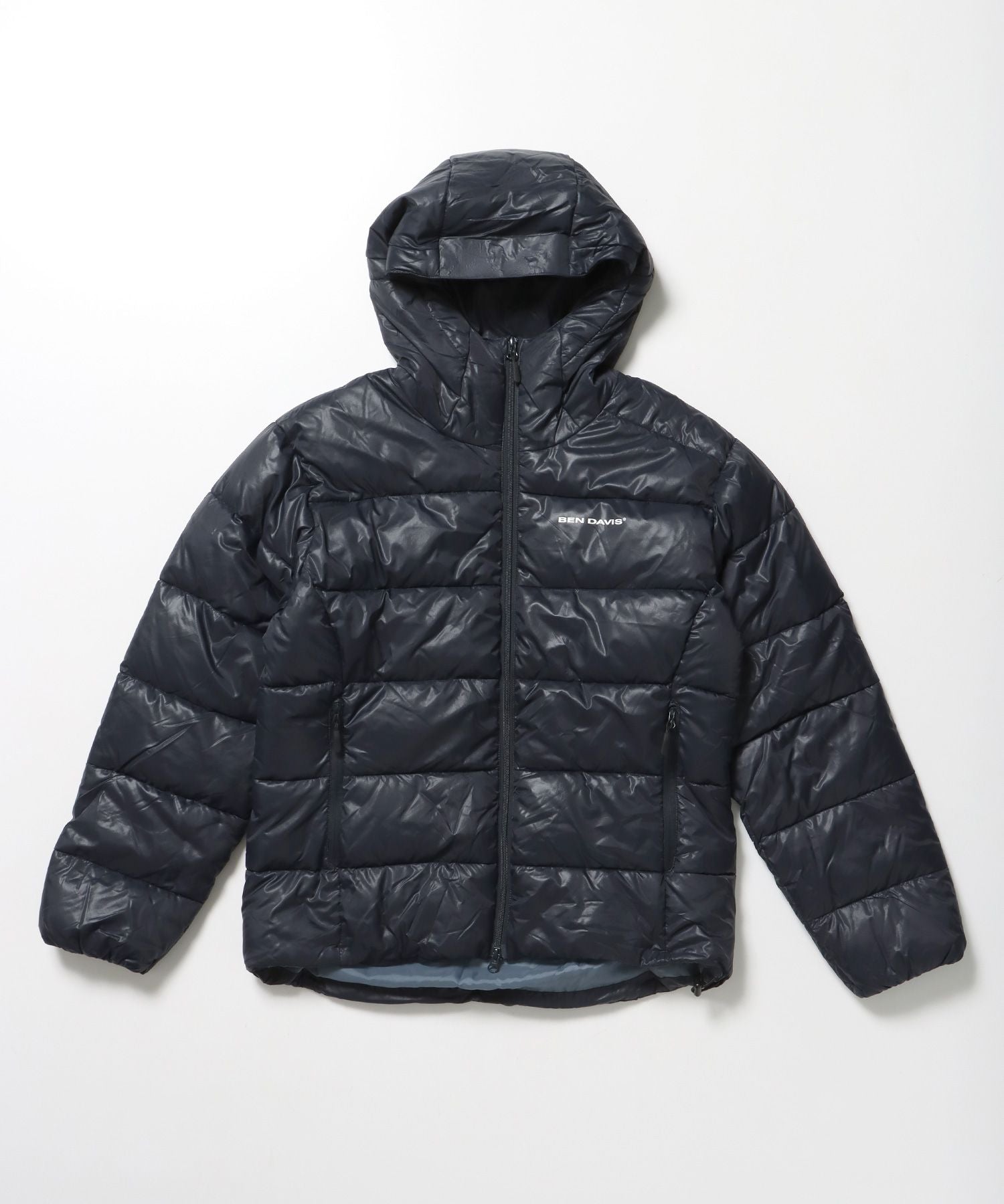 【BEN DAVIS(ベンデイビス)】BD HOODED PUFFER JACKET / オーバーサイズ フーディ ジャケット 中綿 ダウン パファー ドローコード ダークネイビー