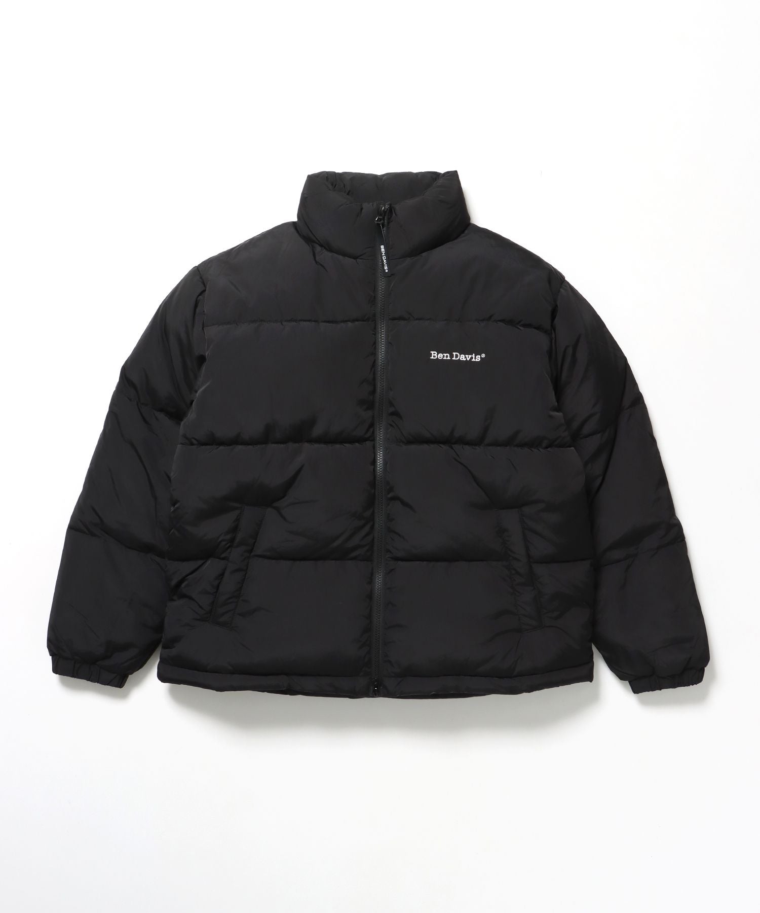 【BEN DAVIS(ベンデイビス)】BD PUFFER JACKET / ジャケット 中綿 ダウン パファー ドローコード 刺繍 ブラック