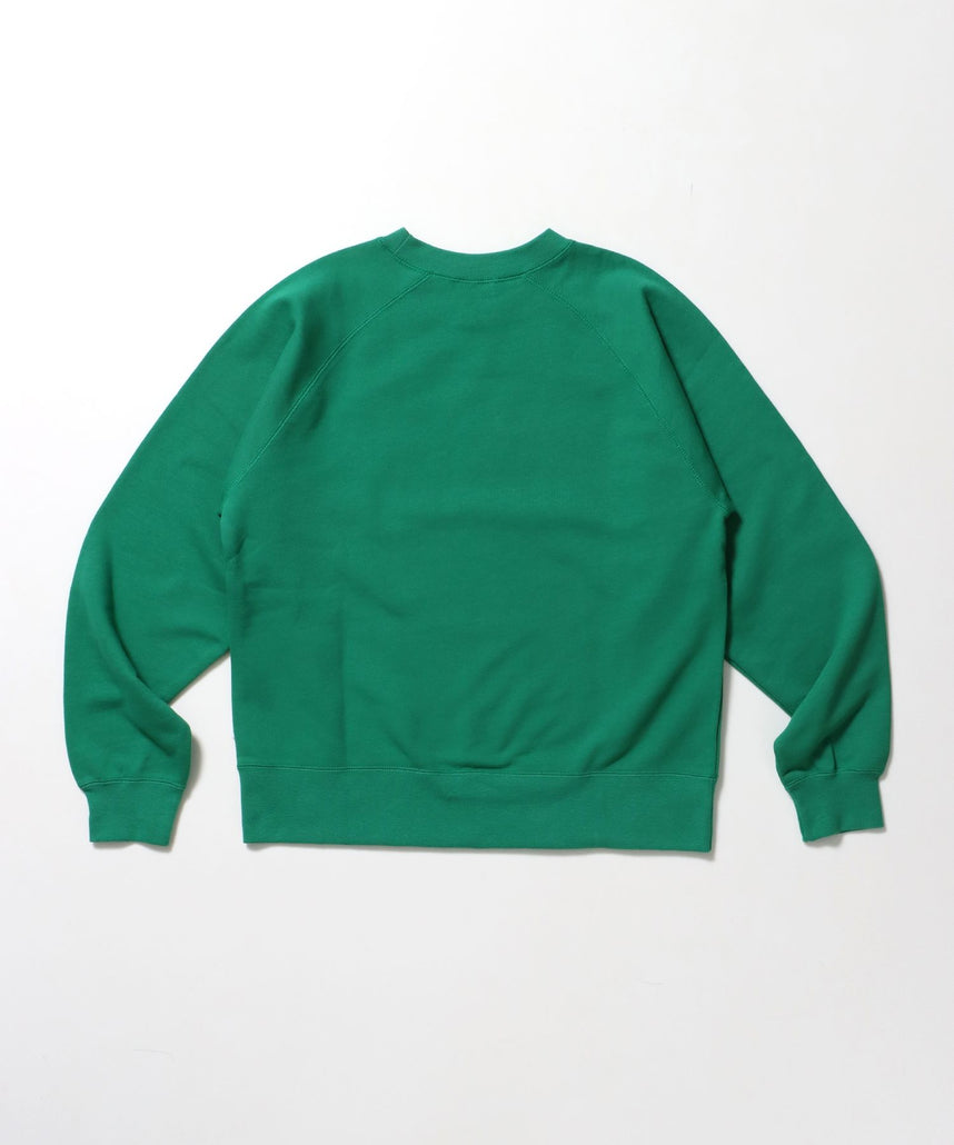 70’s FIT RAGLAN SWEATSHIRT / スウェット クルーネック 裏毛 刺繍 ラグラン 短丈 レギュラーサイズ グリーン