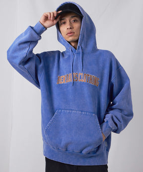 ARCH LOGO FADED HOODIE / パーカー フーディ 加工 刺繍 裏起毛 ブルー