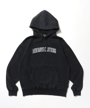 ARCH LOGO FADED HOODIE / パーカー フーディ 加工 刺繍 裏起毛 ブラック