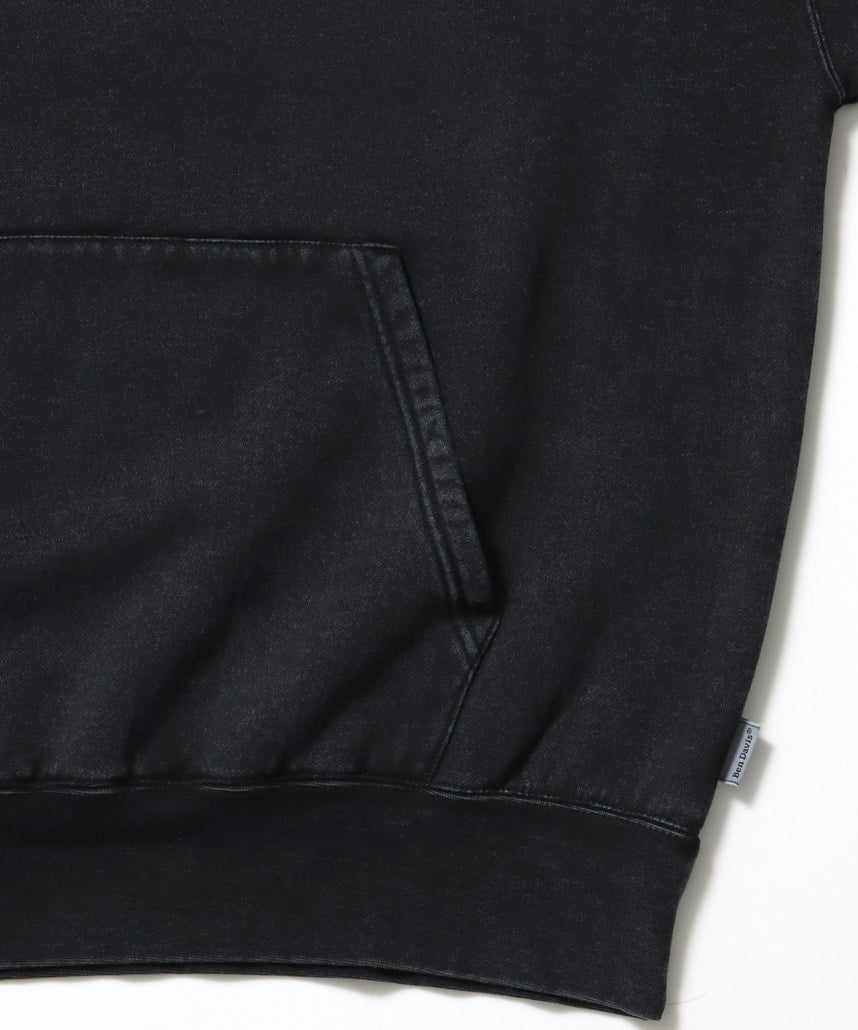 ARCH LOGO FADED HOODIE / パーカー フーディ 加工 刺繍 裏起毛 ブラック