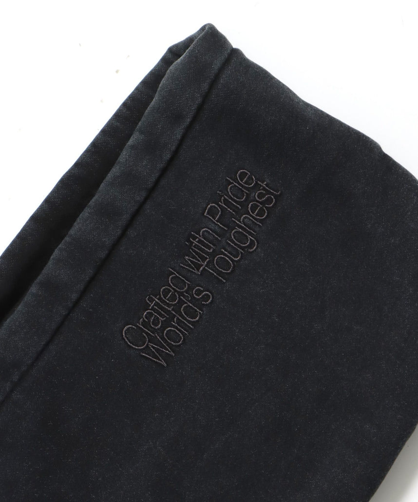 ARCH LOGO FADED HOODIE / パーカー フーディ 加工 刺繍 裏起毛 ブラック