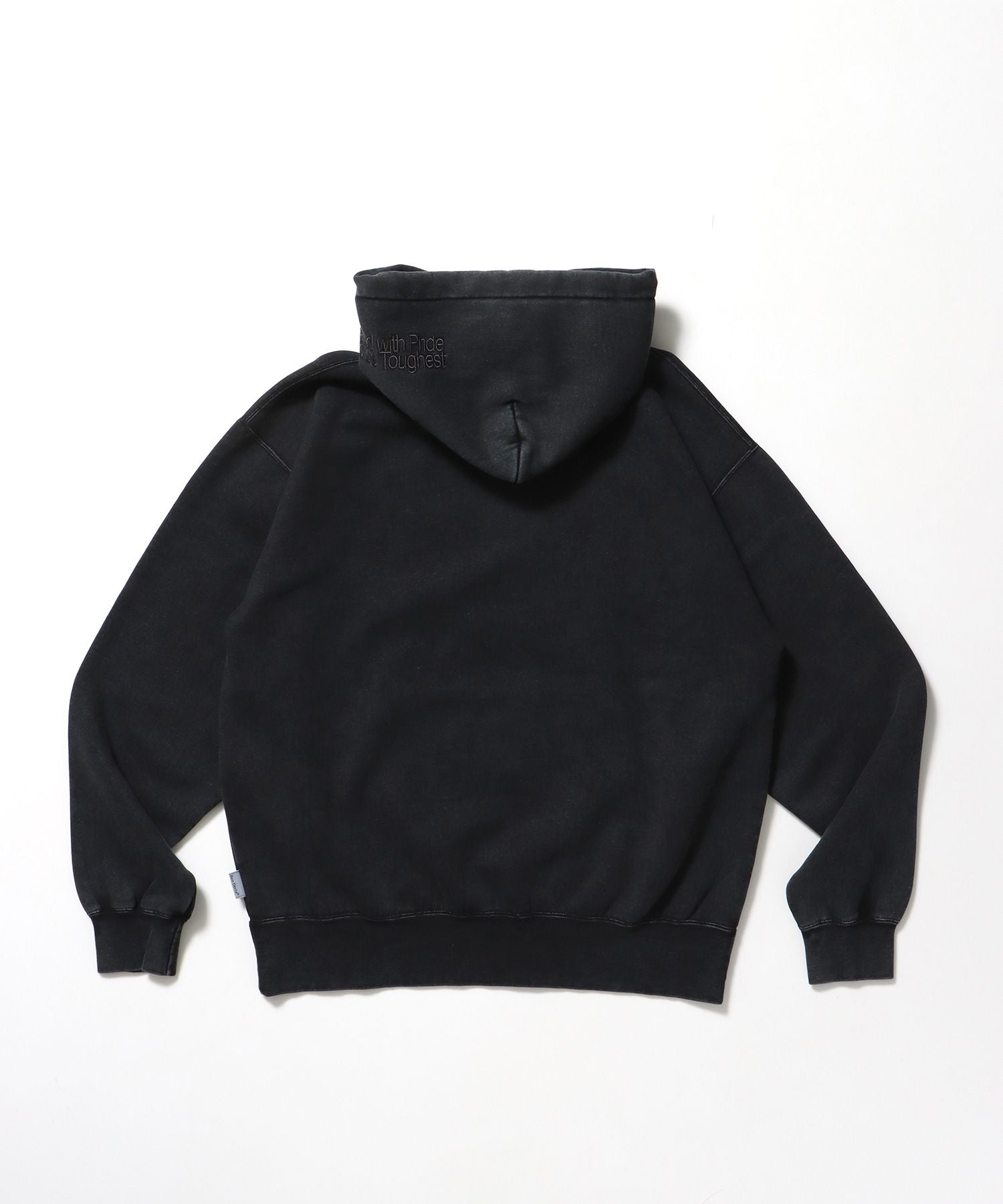 ARCH LOGO FADED HOODIE / パーカー フーディ 加工 刺繍 裏起毛 ブラック